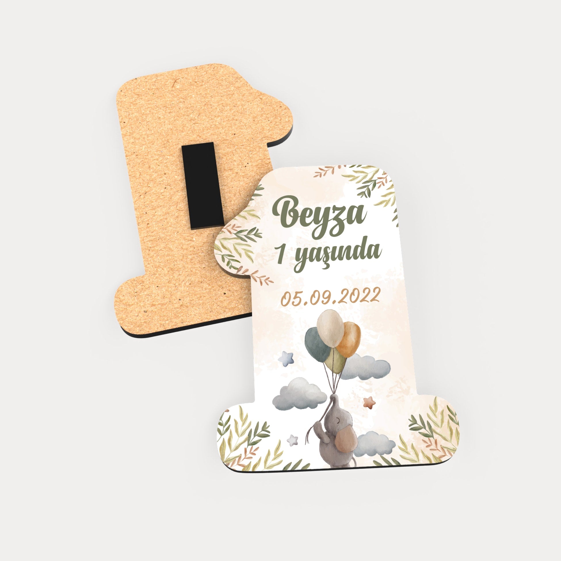 Fil Ve Balon Temalı Ahşap Magnet