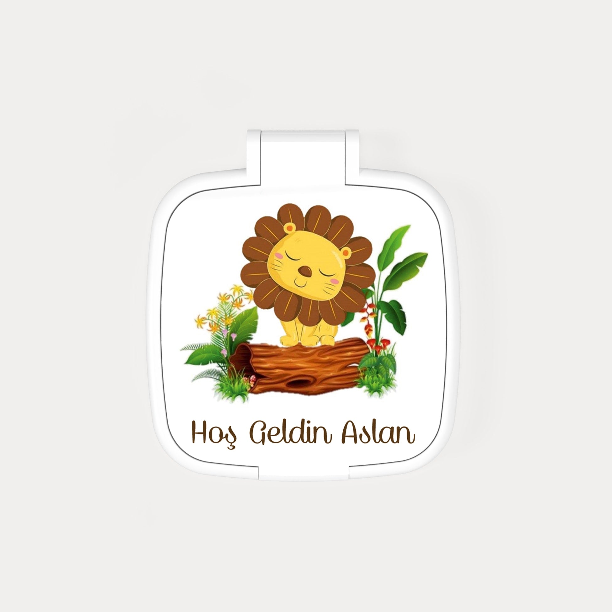 Aslan Desenli Kare Ayna