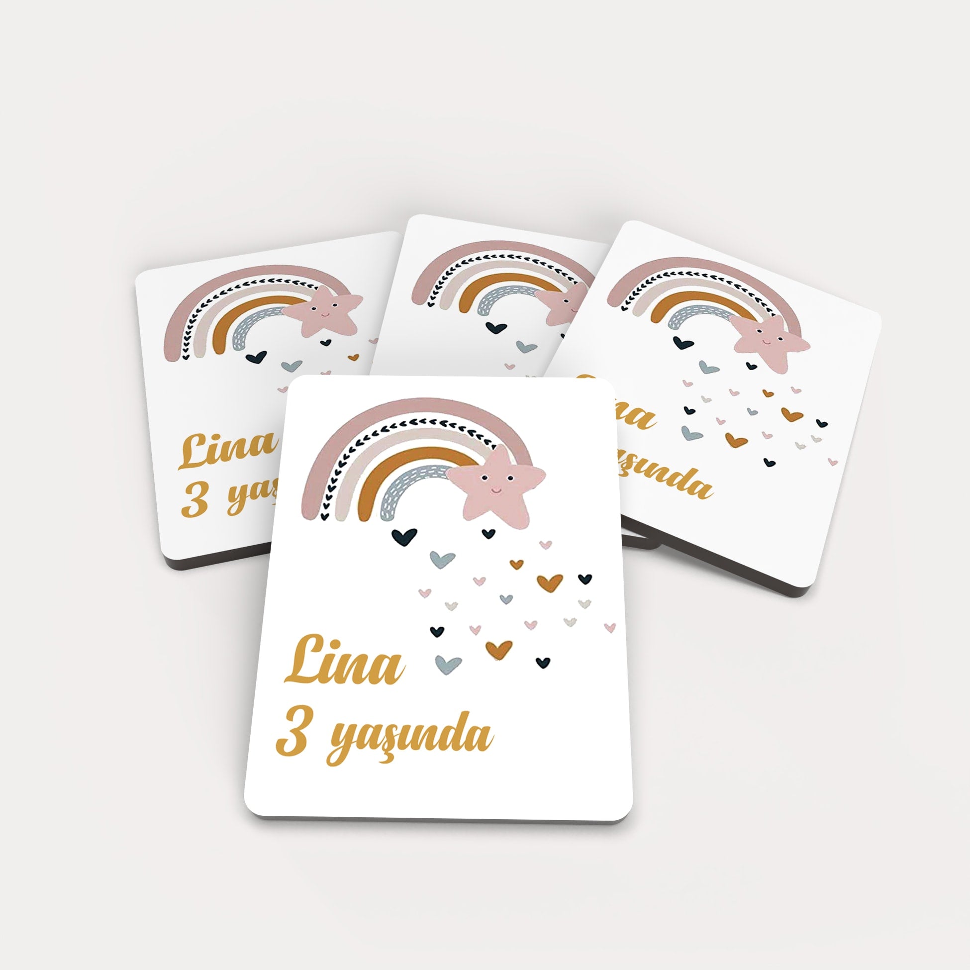 Gökkuşağı Desenli Ahşap Magnet