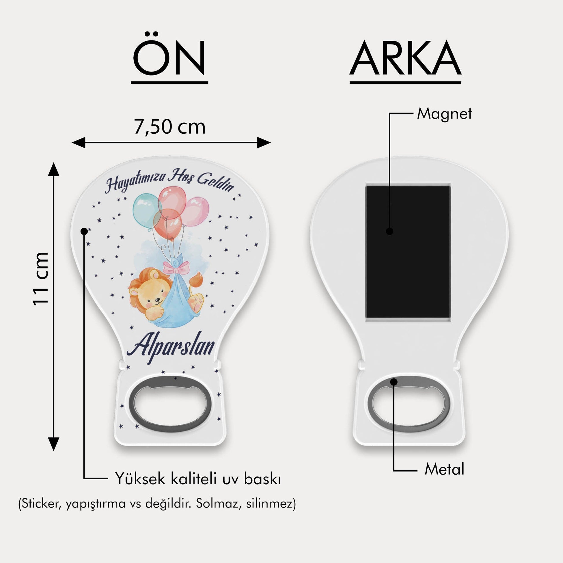Balon Desenli Aslancık Temalı Balon Açacak Magnet
