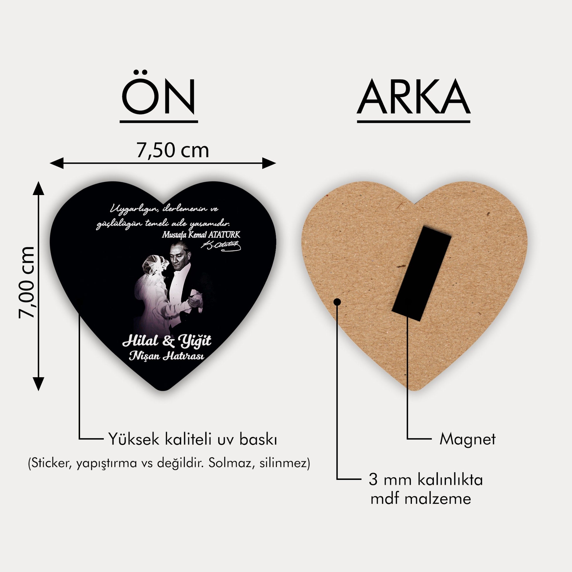Atatürk Baskılı Ahşap Magnet