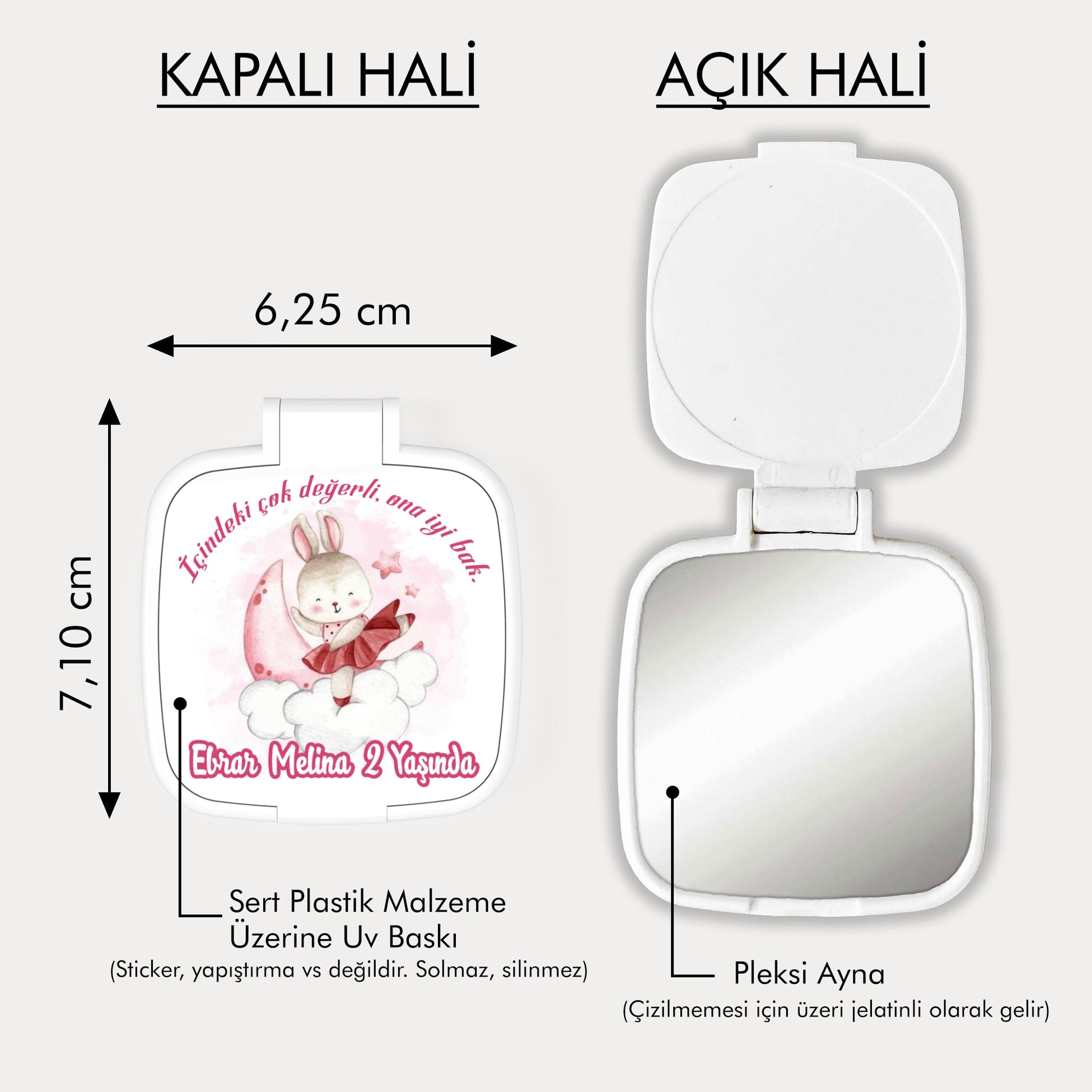 Tavşancık Desenli Kare Ayna