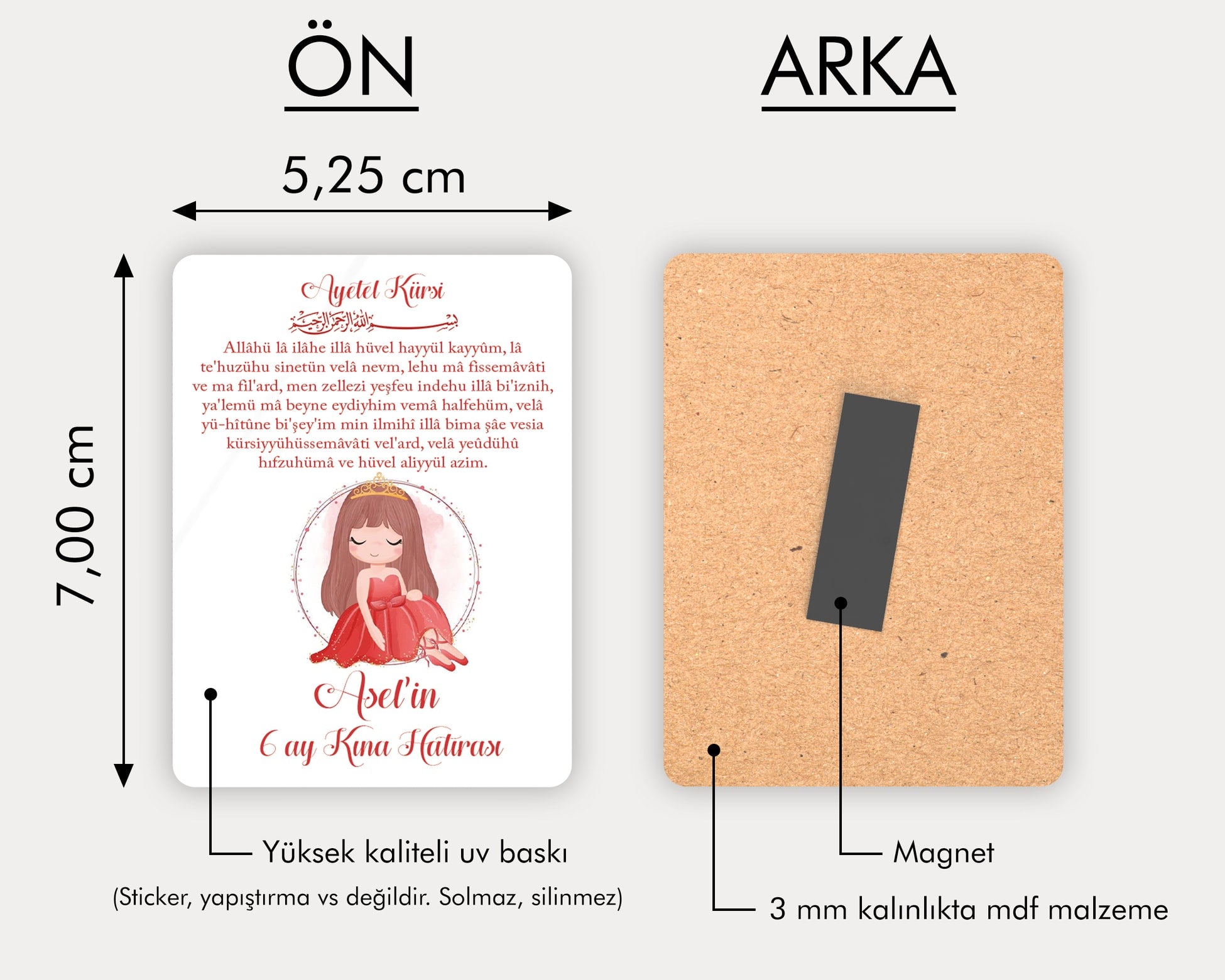 6 Ay Kınası Temalı Ahşap Magnet