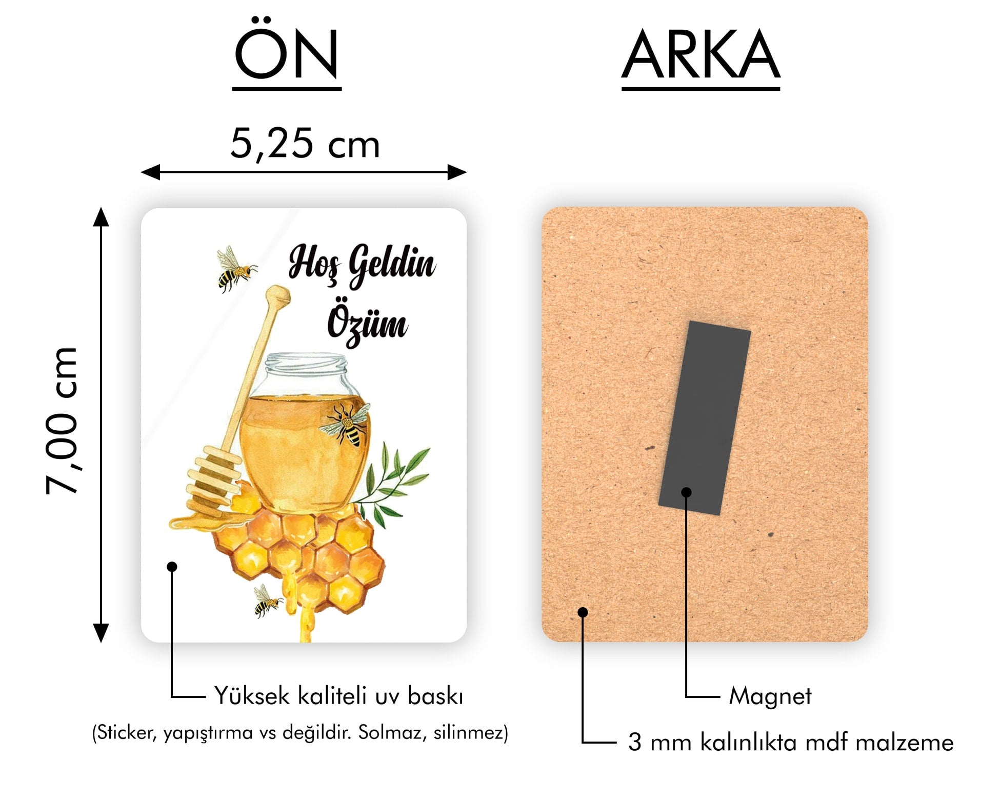 Bal Temalı Ahşap Magnet