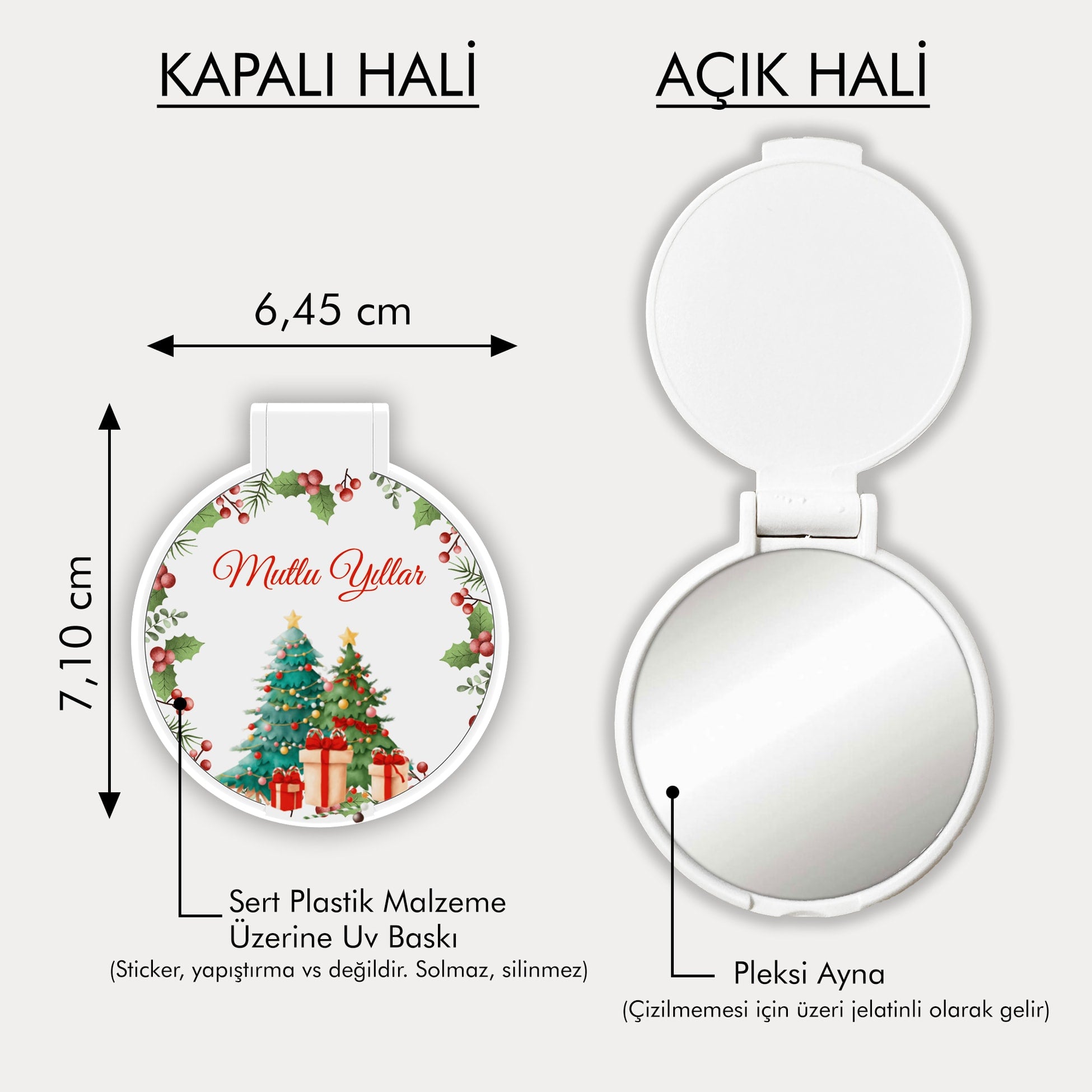 Yılbaşı Temalı Yuvarlak Ayna