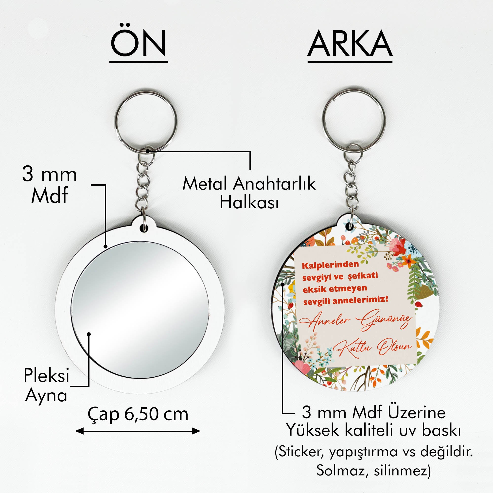 Anneler Günü Temalı Anahtarlıklı Ayna