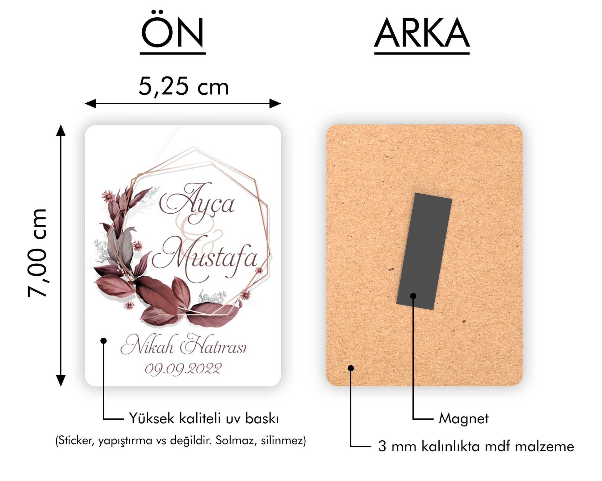 Kahverengi Çelenk Desenli Ahşap Magnet