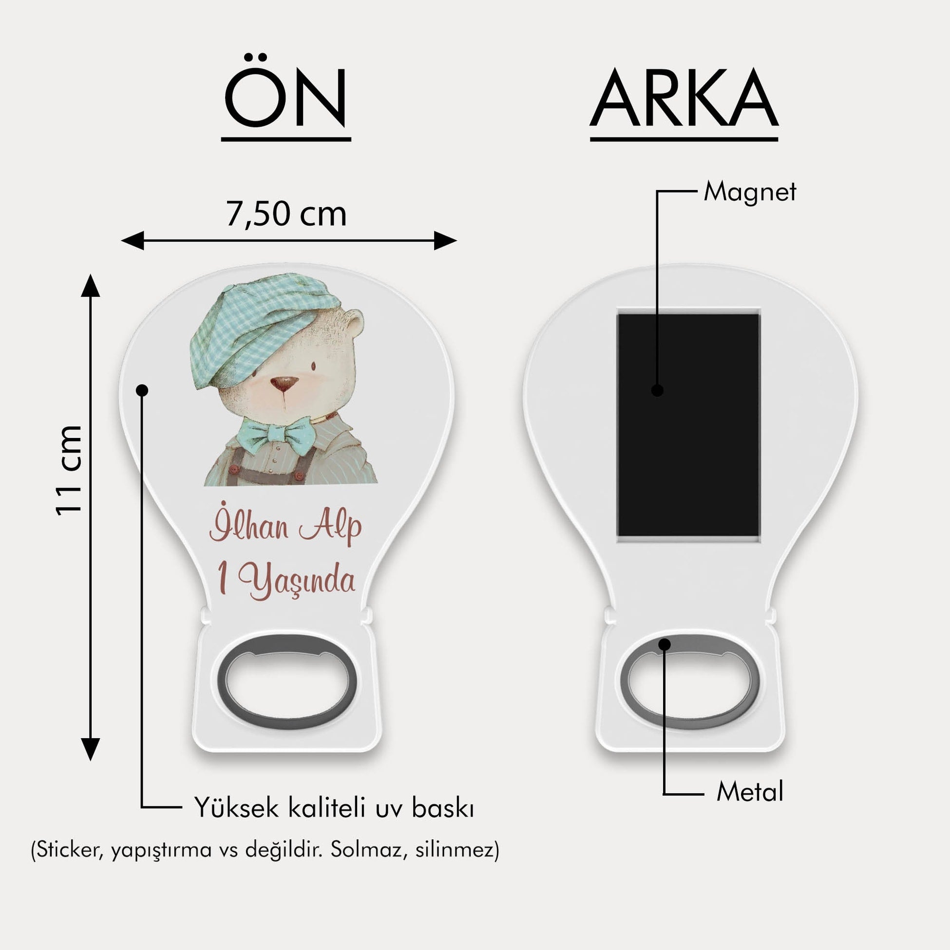 Ayıcık Desenli Balon Açacak Magnet