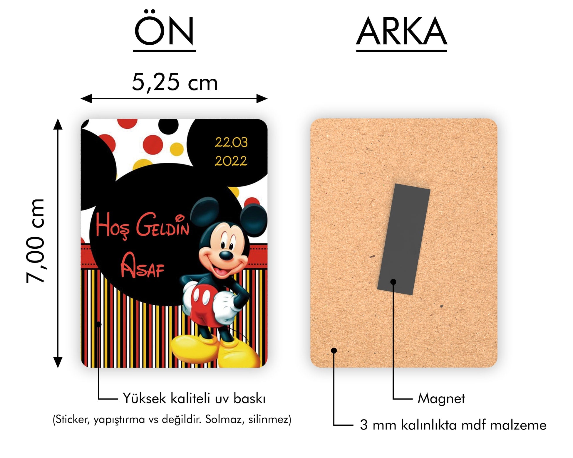 Mickey Mousel Temalı Ahşap Magnet