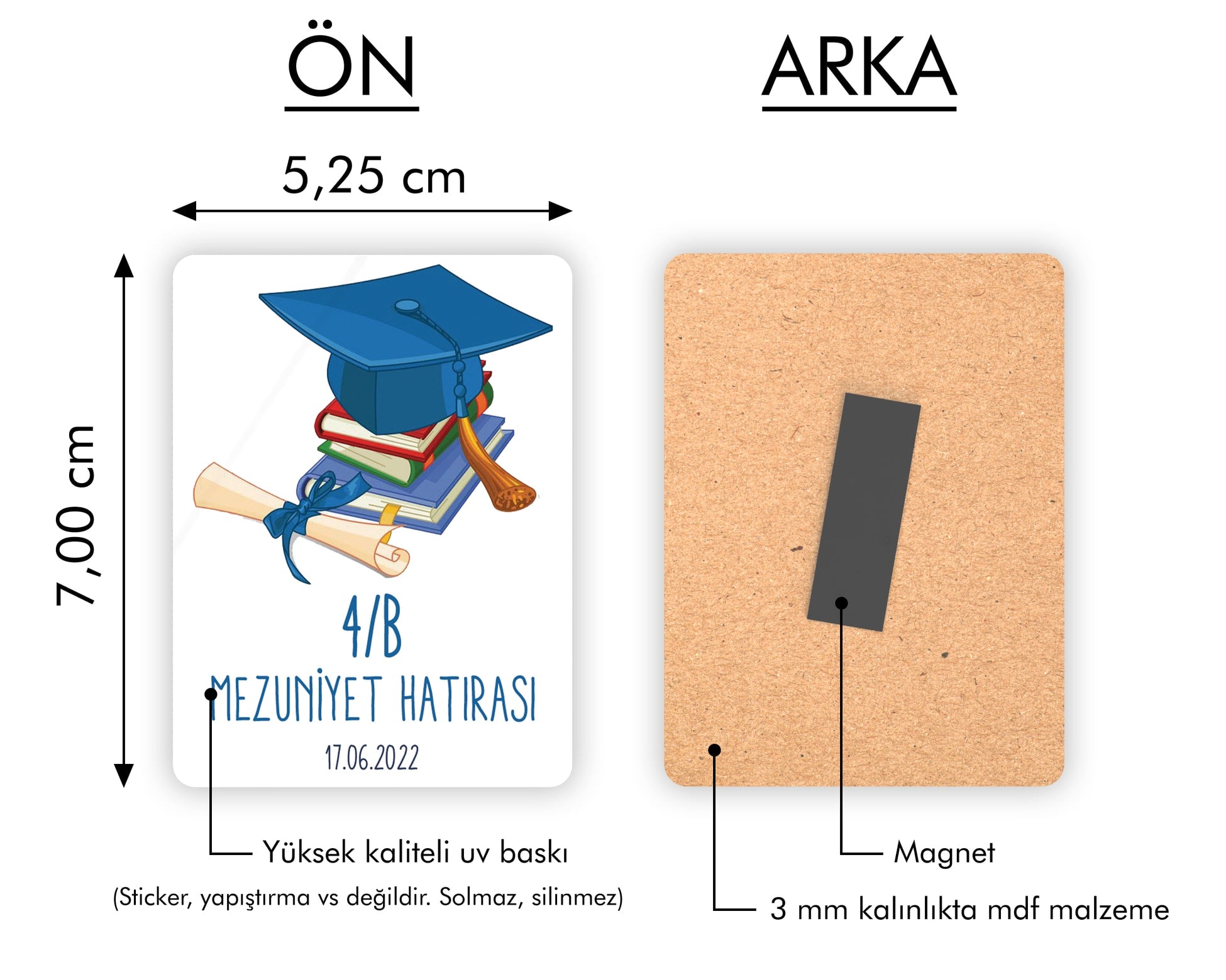 Mezuniyet Temalı Ahşap Magnet