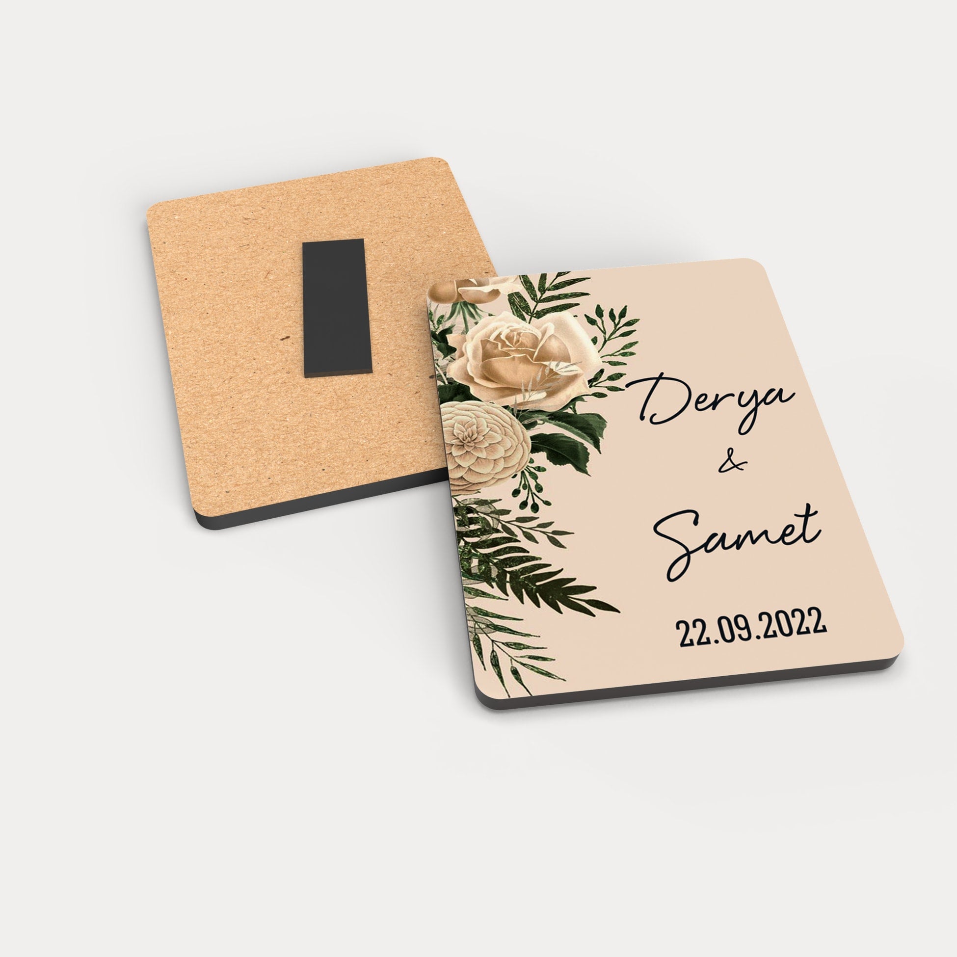 Gül Desenli Ahşap Magnet