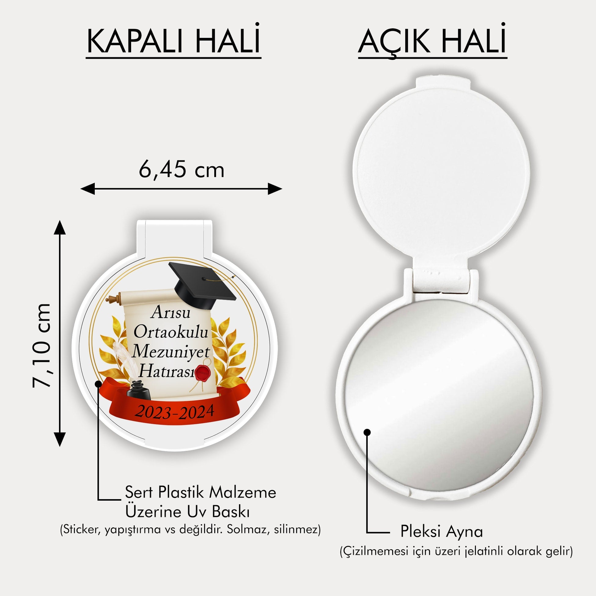 Mezuniyet Hatırası Temalı Yuvarlak Ayna
