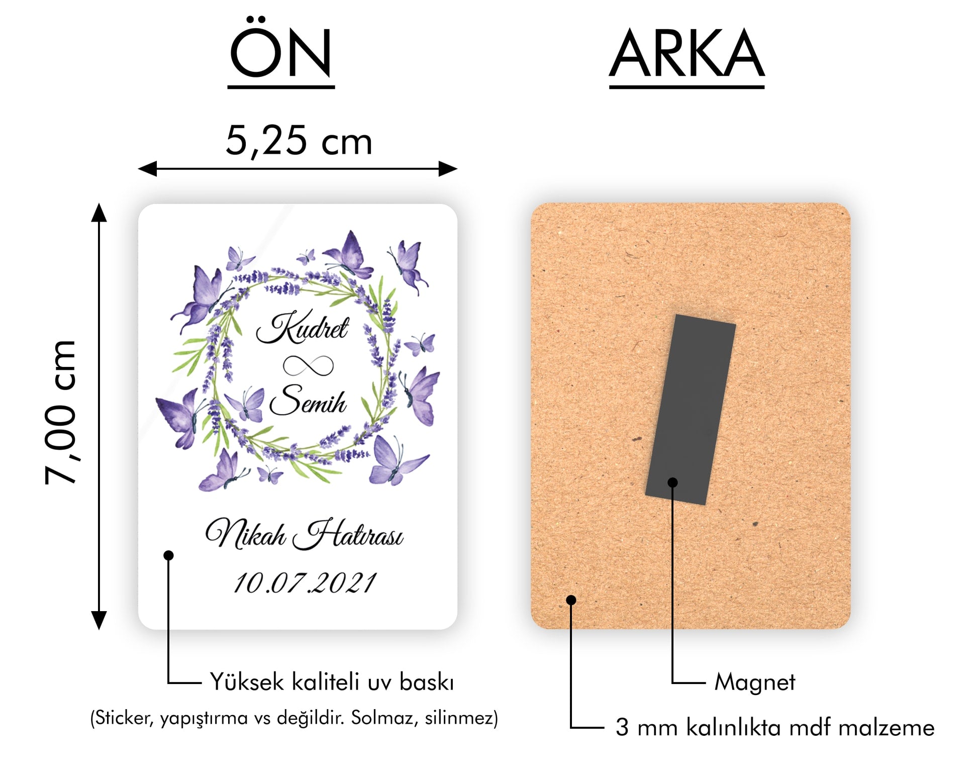 Kelebek Desenli Ahşap Magnet