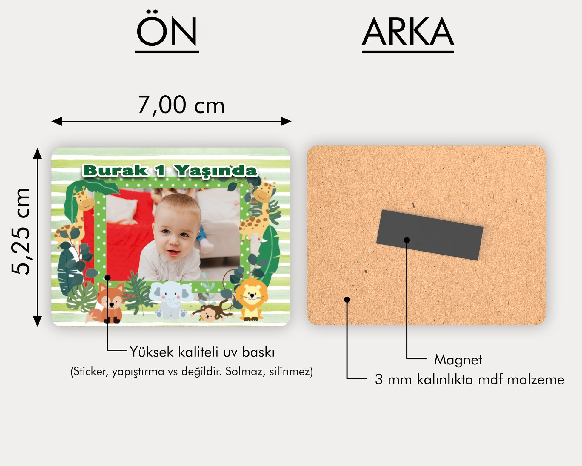 Safari Temalı Fotoğraflı Ahşap Magnet
