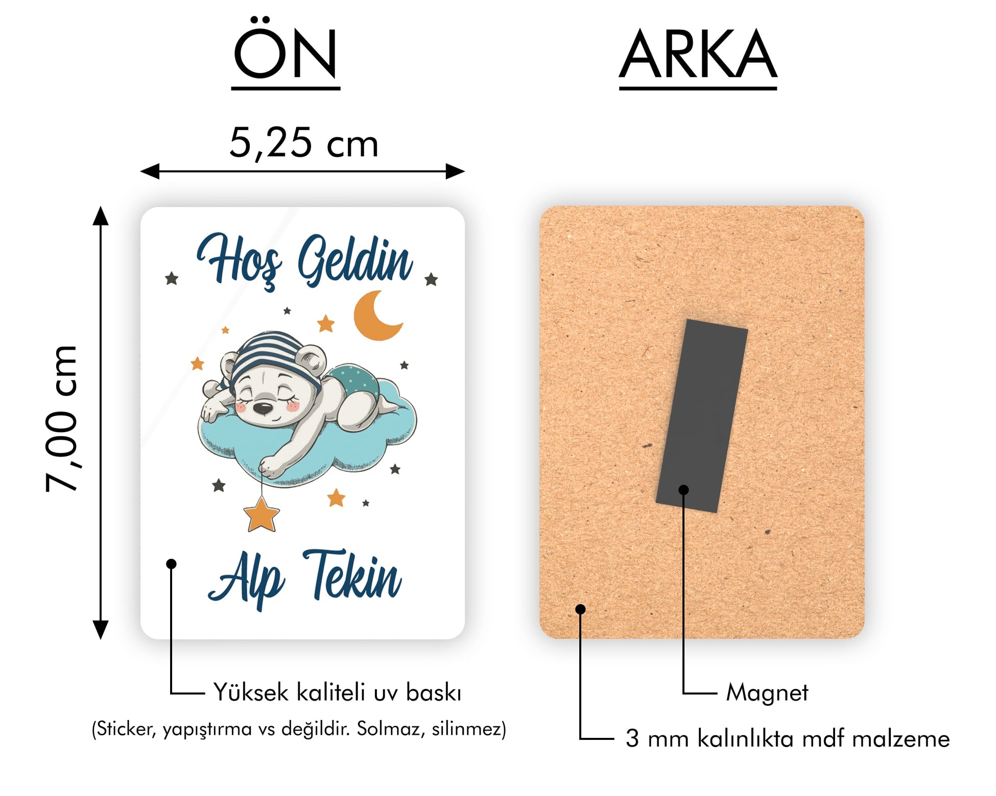 Ayıcık Desenli Ahşap Magnet