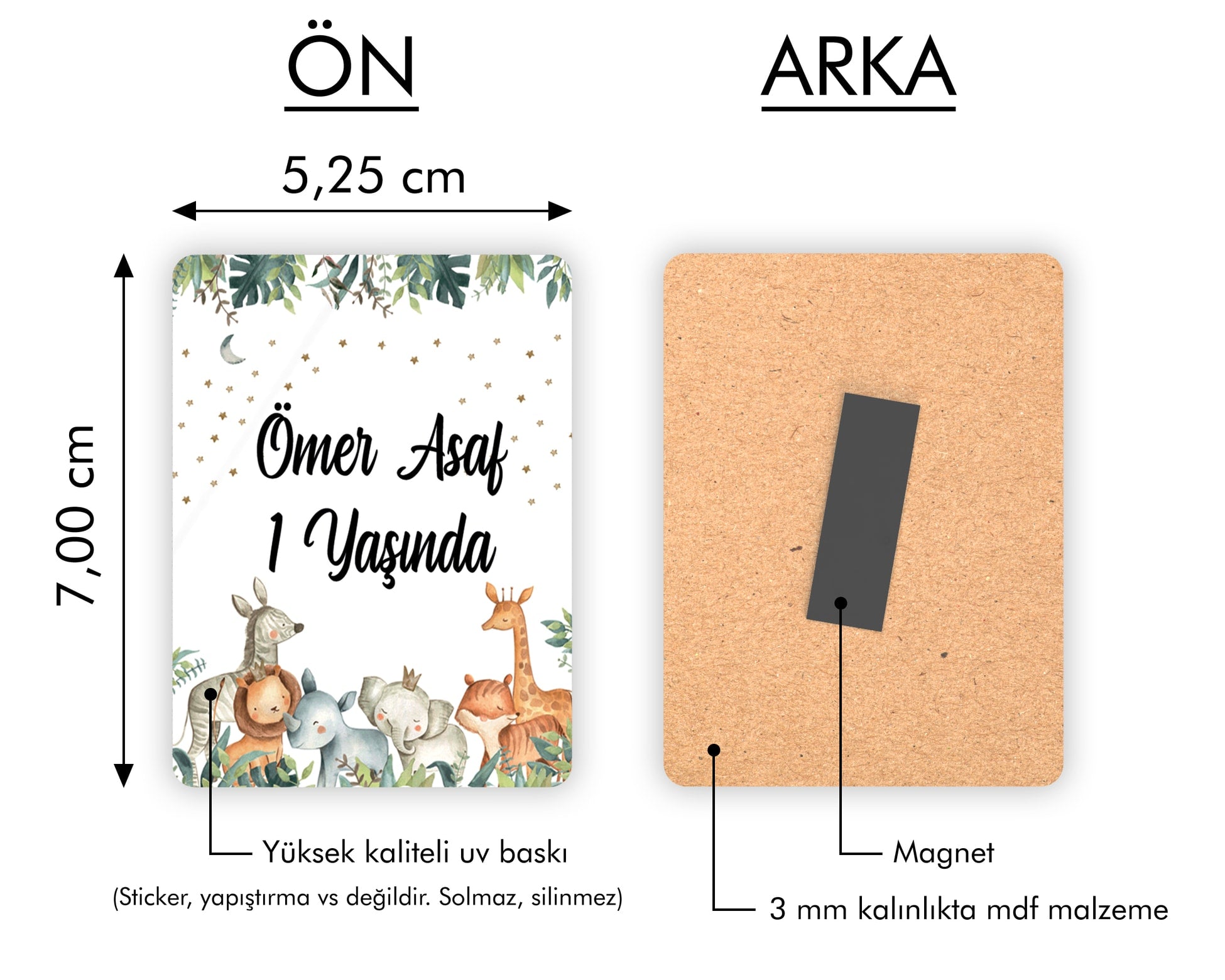 Safari Temalı Ahşap Magnet