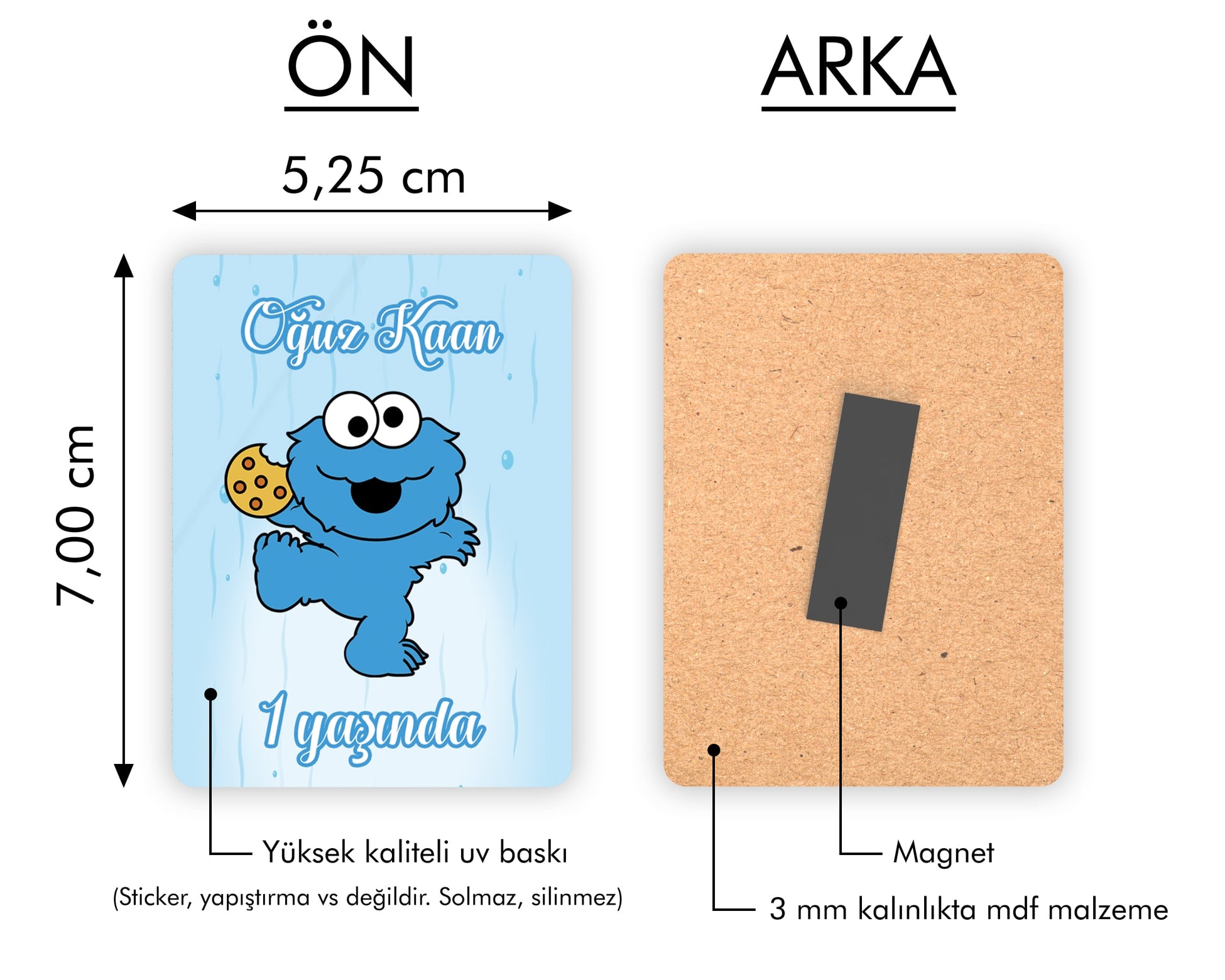 Kurabiye Canavarı Temalı Ahşap Magnet