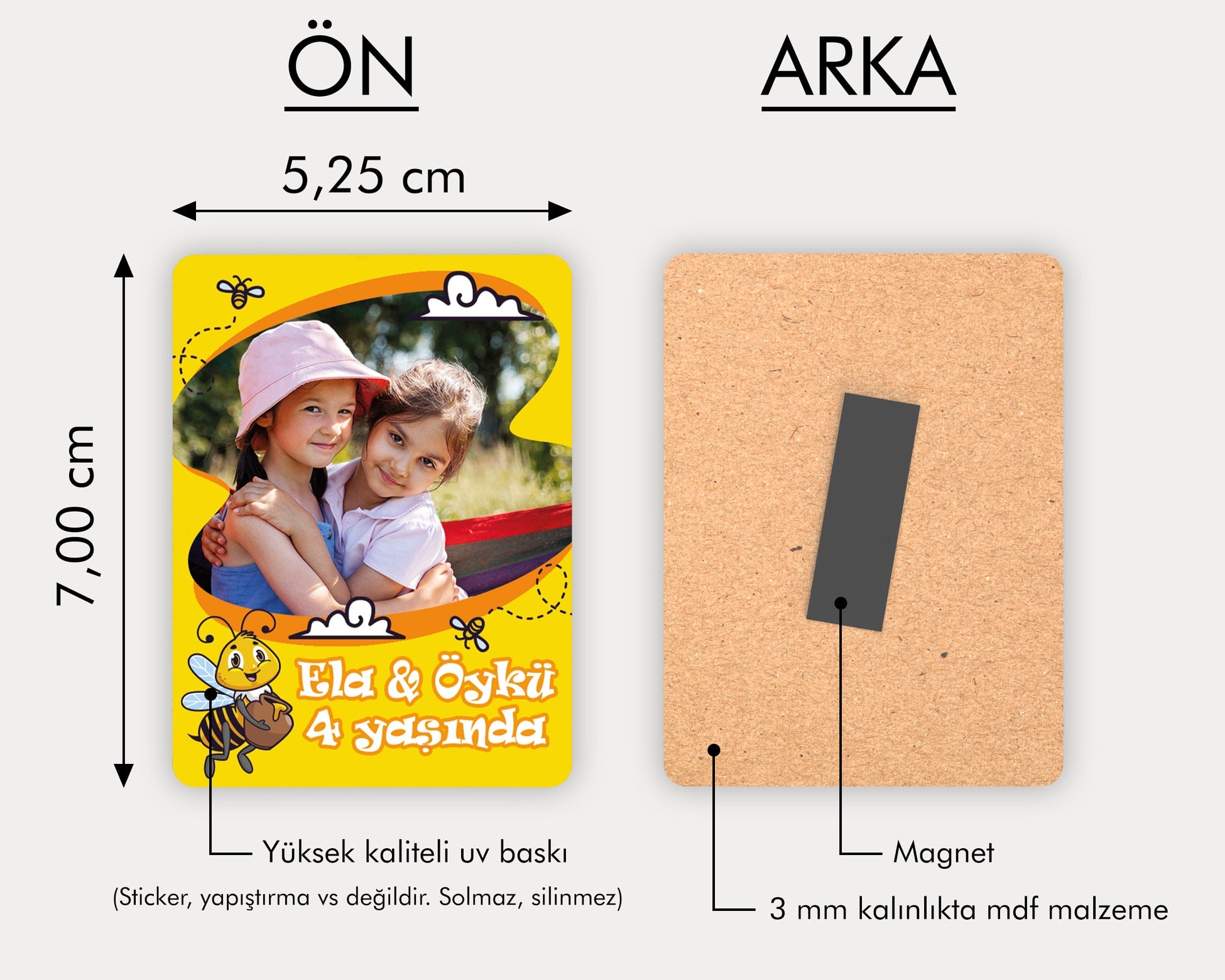 Arı Desenli Ahşap Magnet