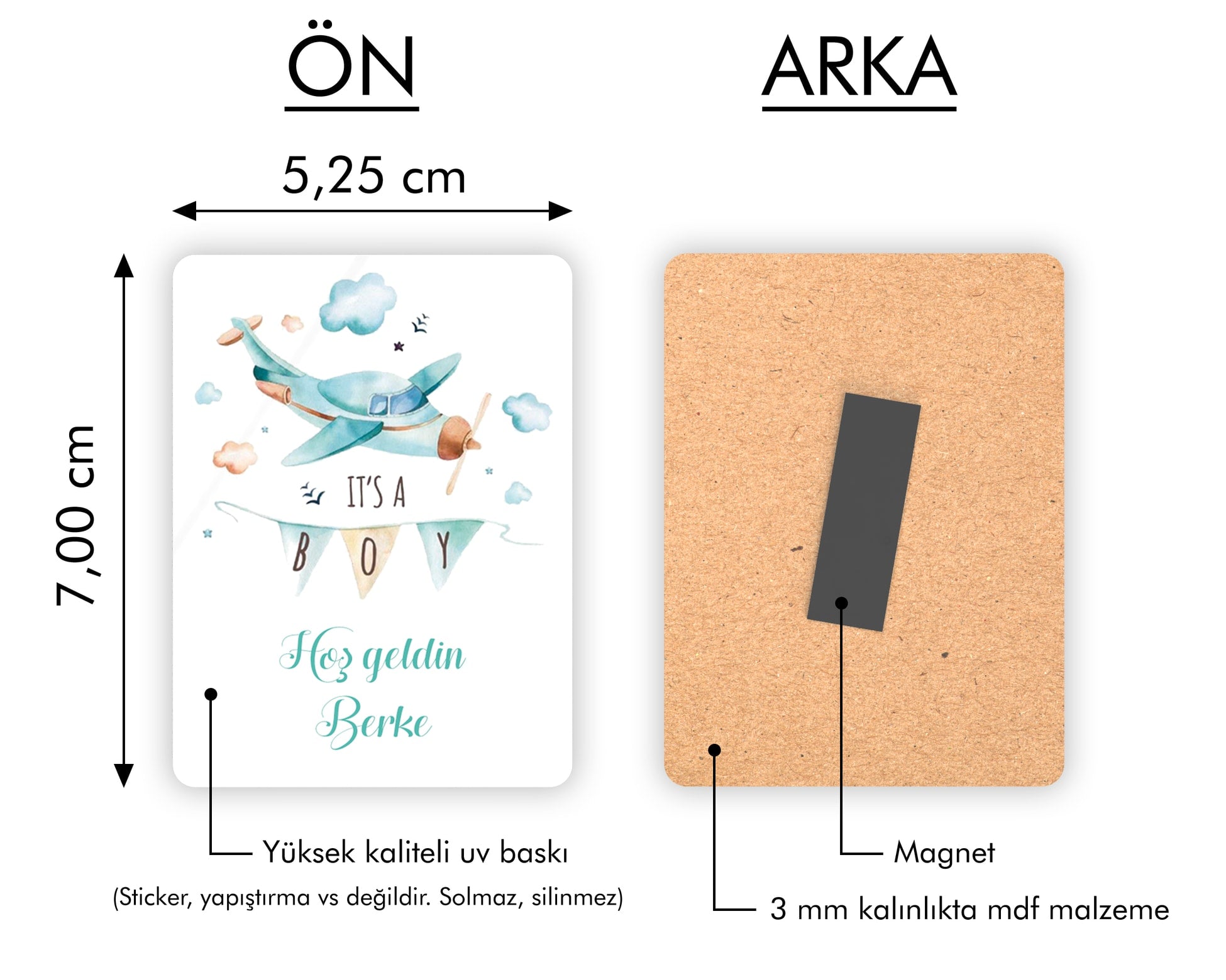 Uçak Desenli Ahşap Magnet