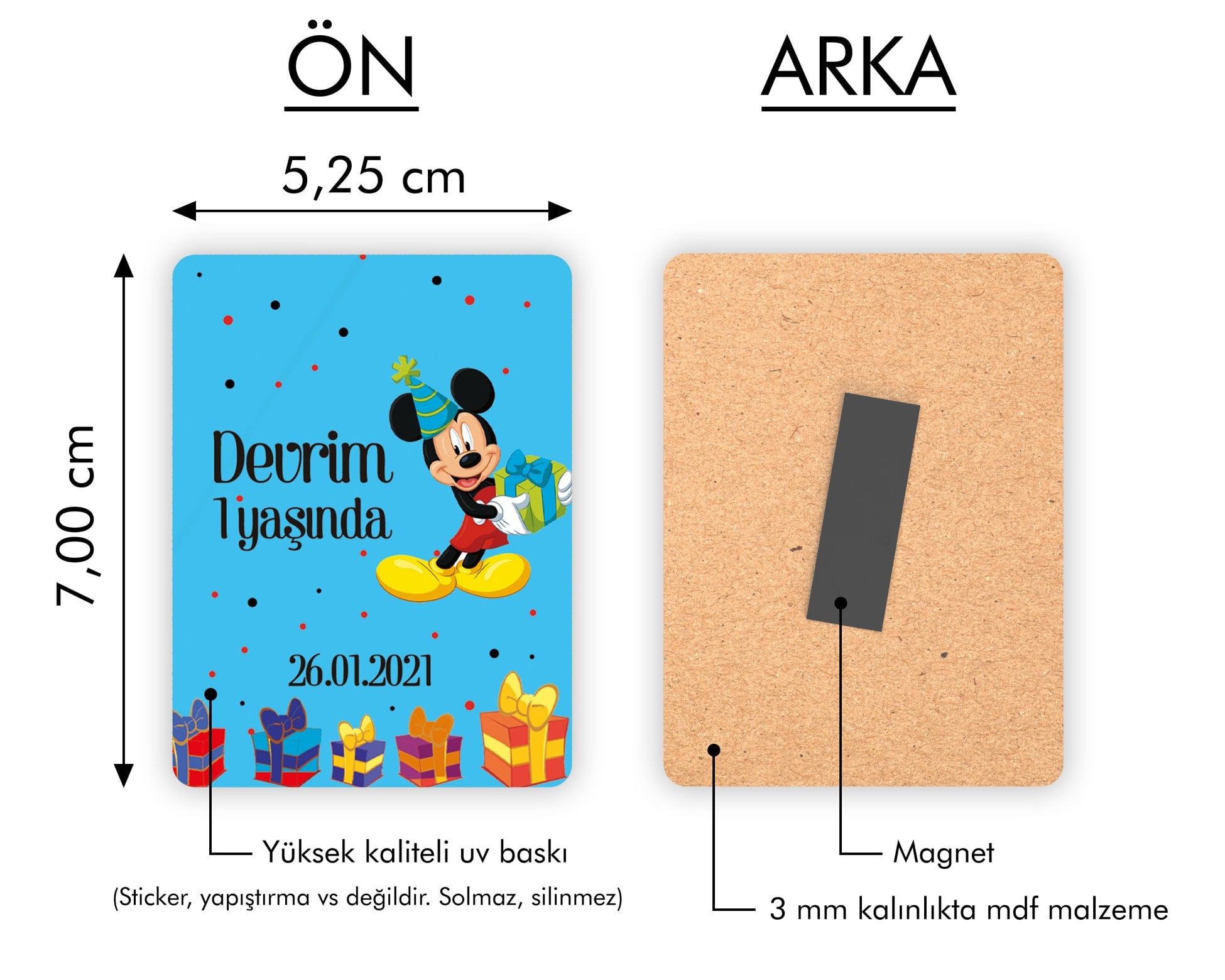 Mickey Mouse Temalı Ahşap Magnet