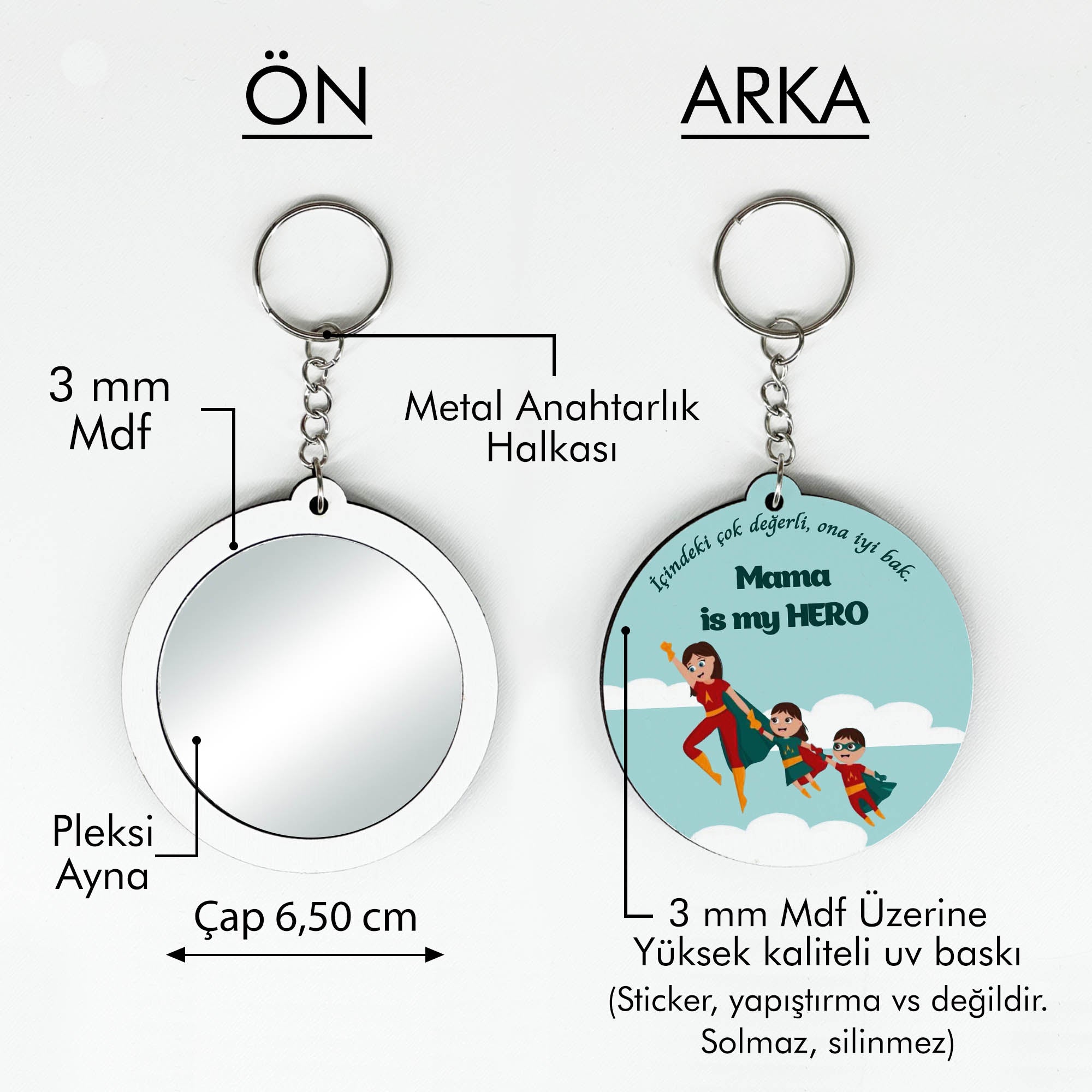 Anneler Günü Temalı Anahtarlıklı Ayna