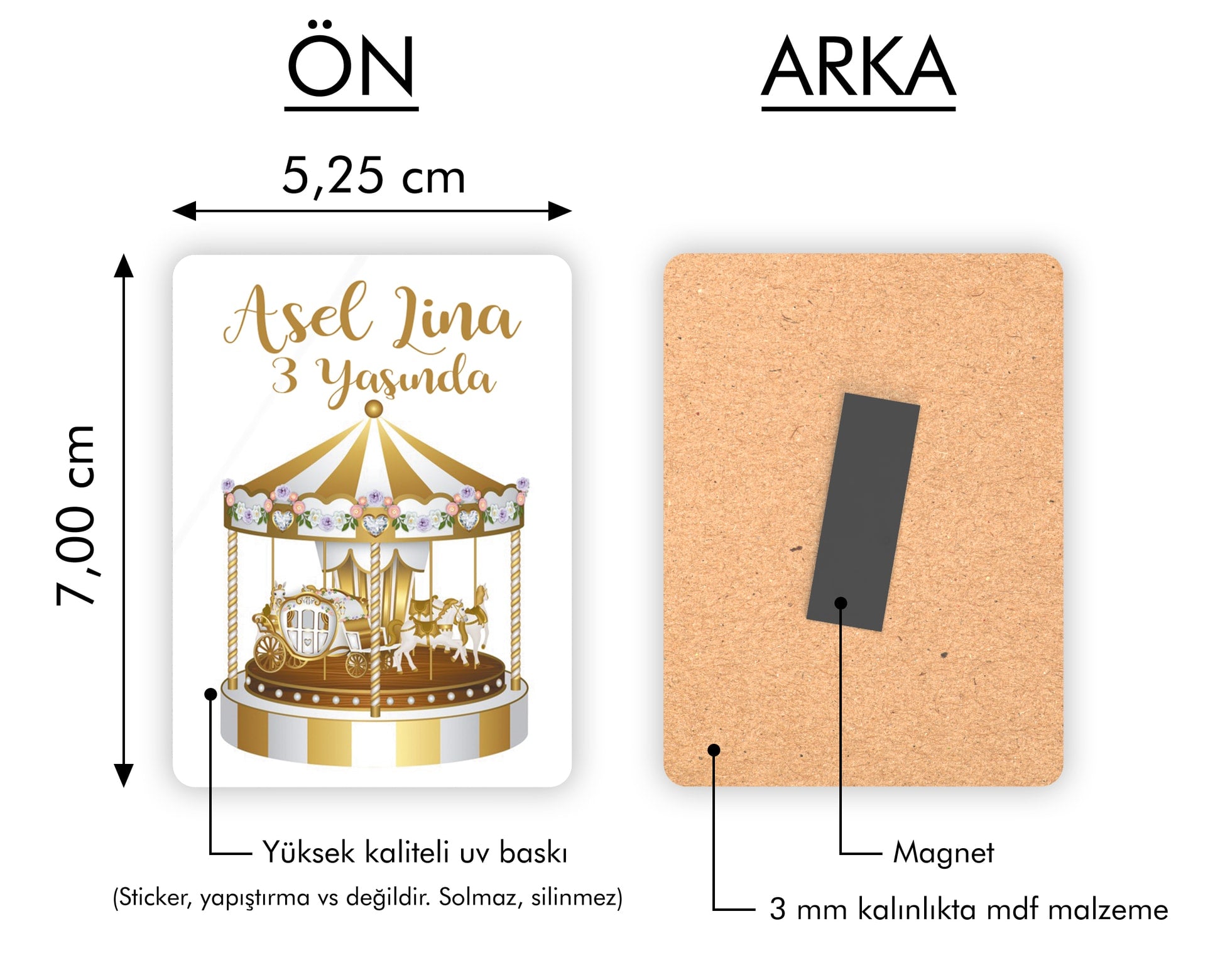 Atlı Karınca Desenli Ahşap Magnet