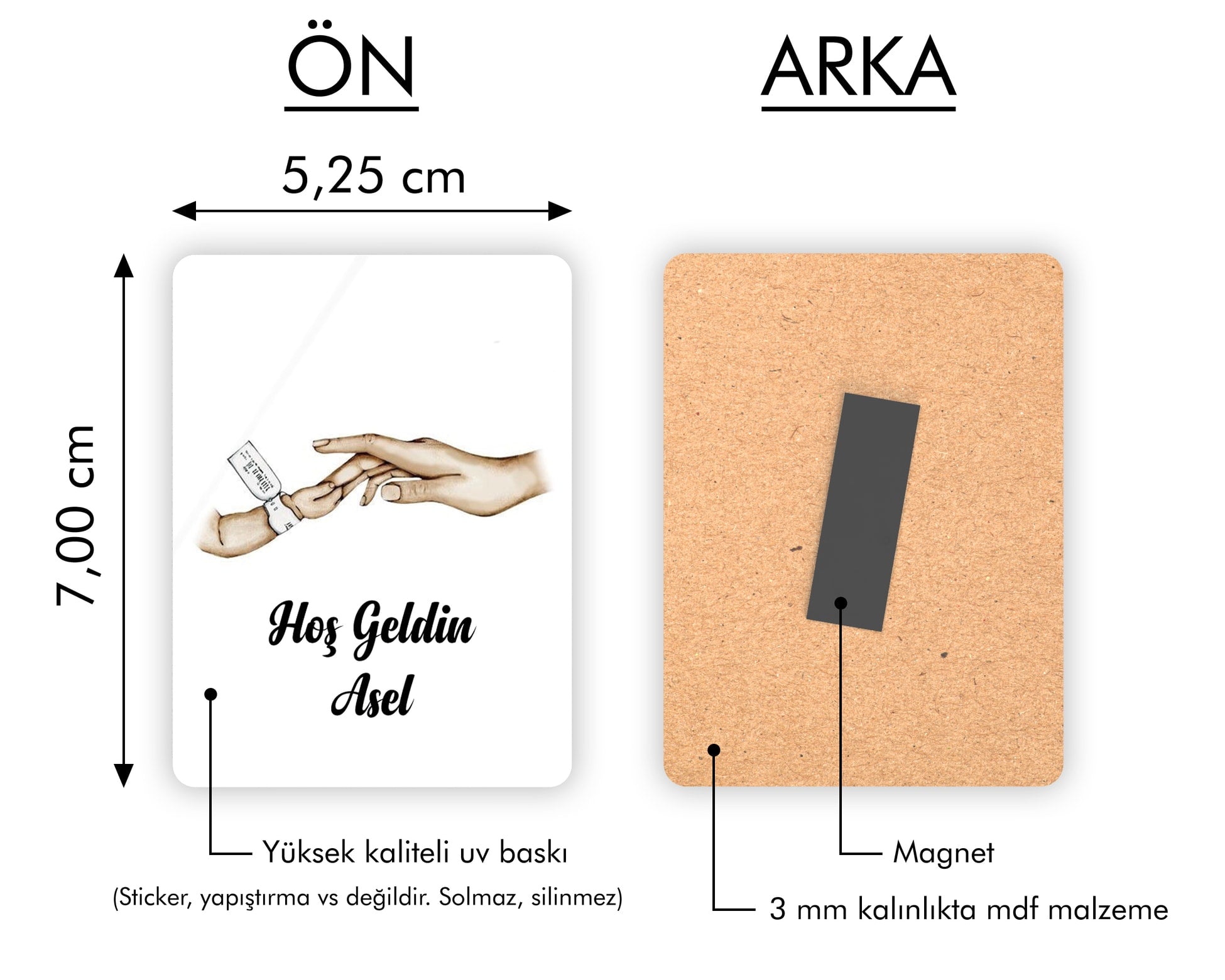 Anne Çocuk El Desenli Ahşap Magnet