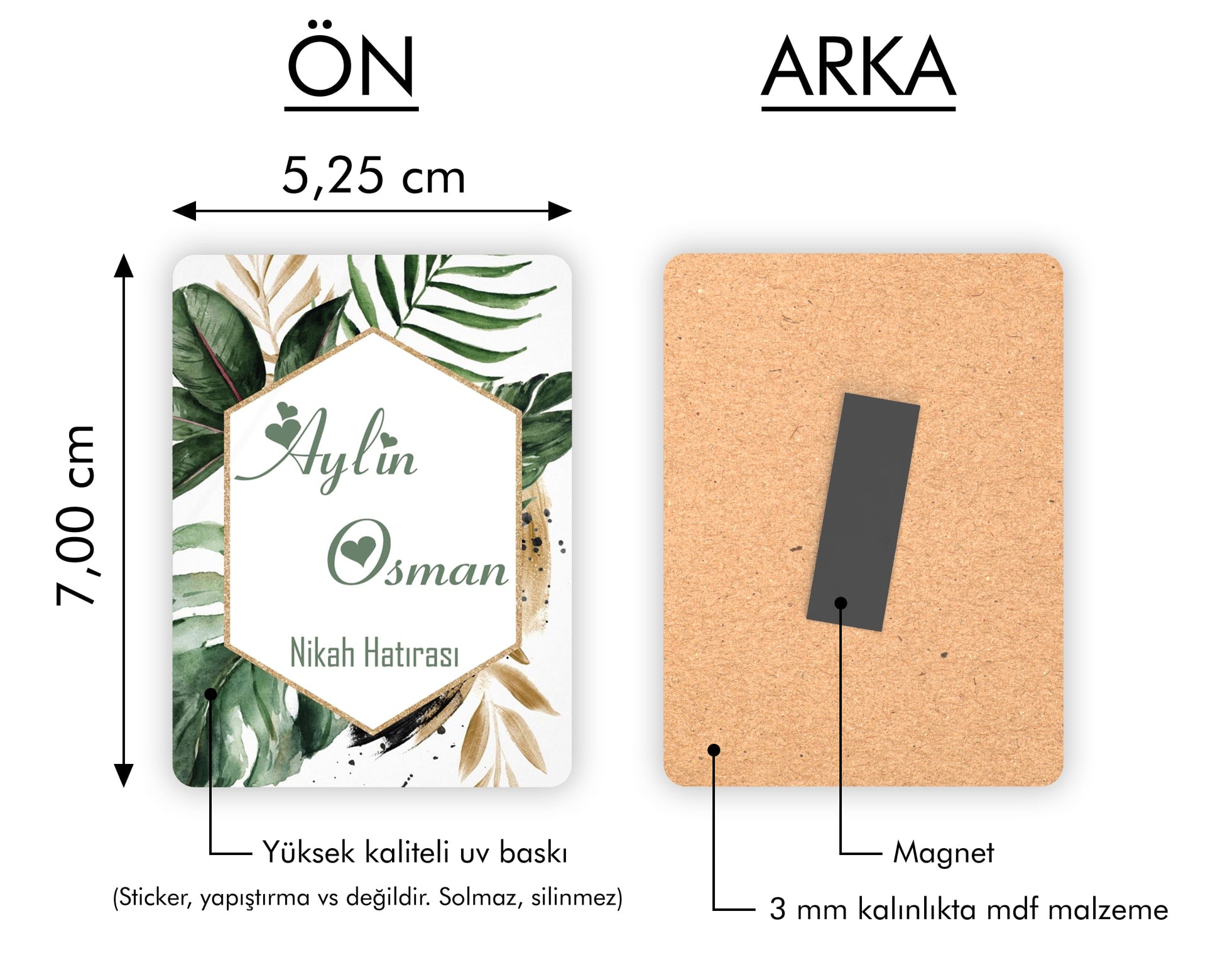 Çiçek Desenli Ahşap Magnet