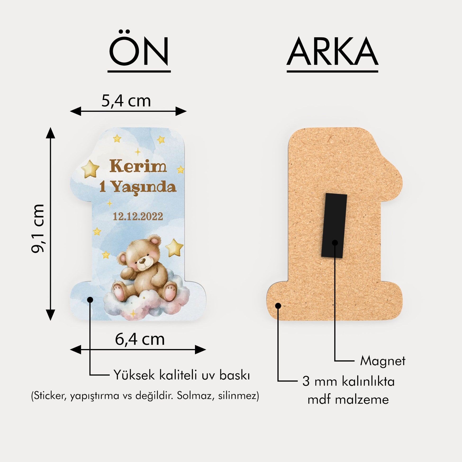 Ayıcık Temalı Ahşap Magnet