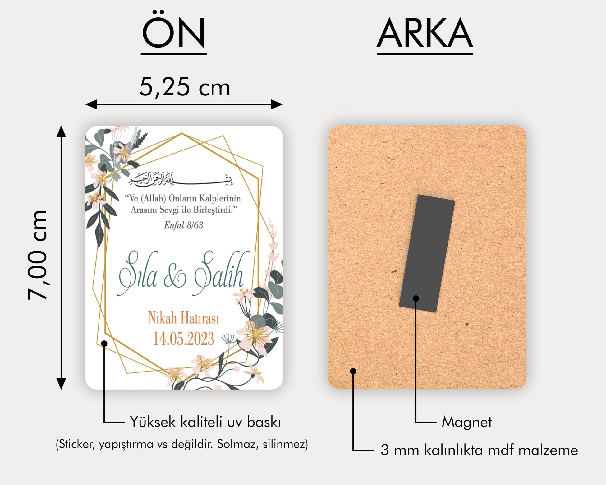 Nikah Hatırası Temalı Ahşap Magnet