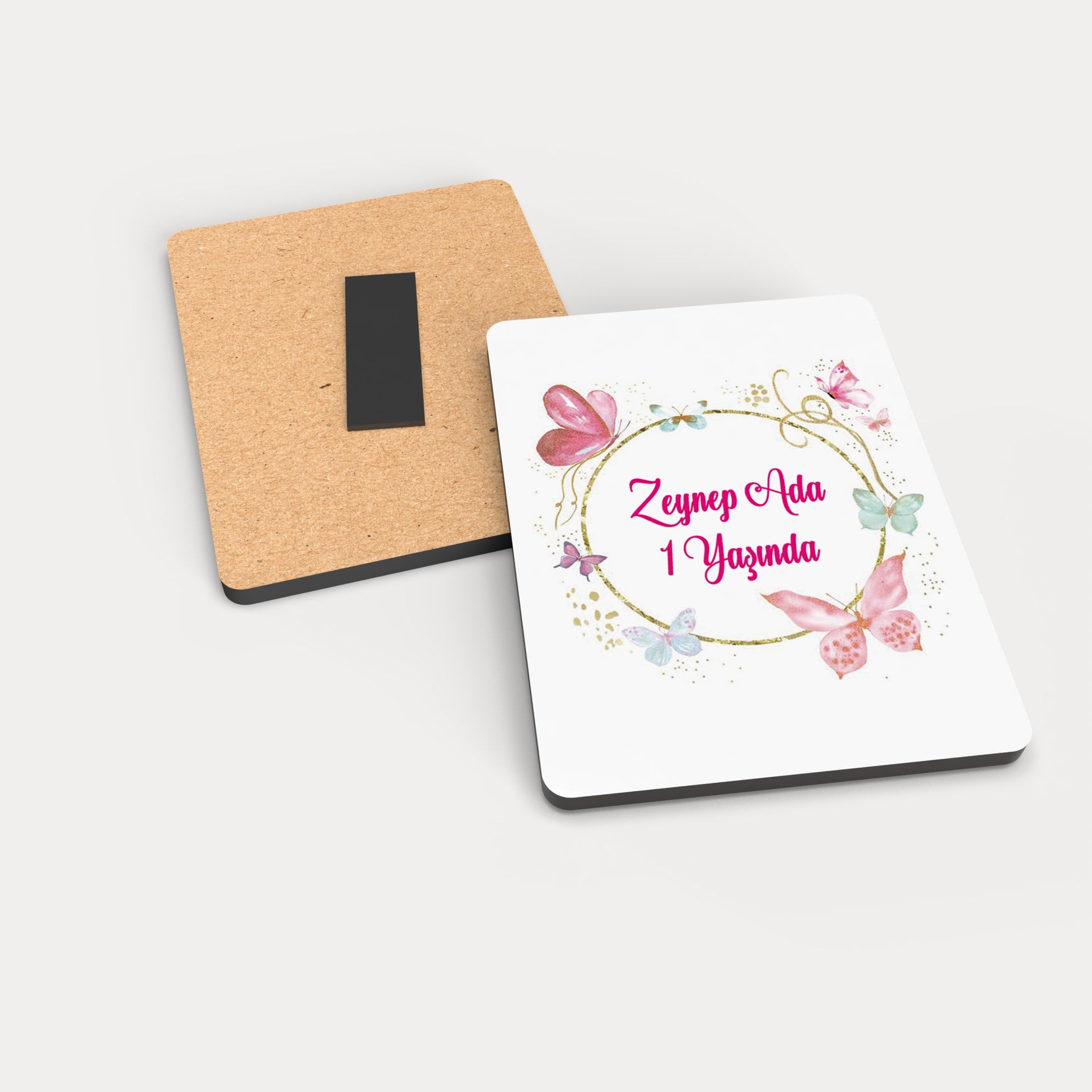 Kelebek Desenli Ahşap Magnet