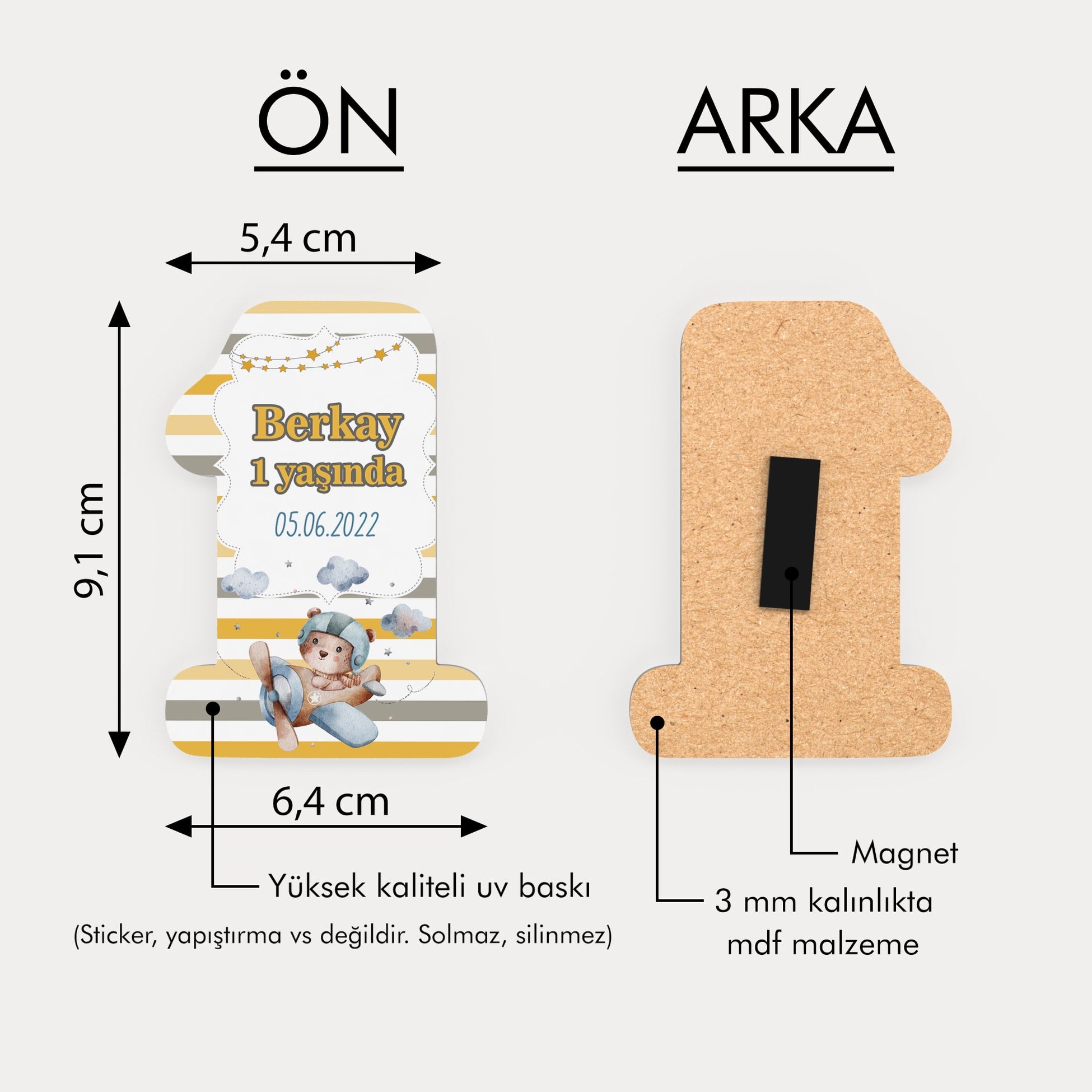 Ayıcık Temalı Ahşap Magnet