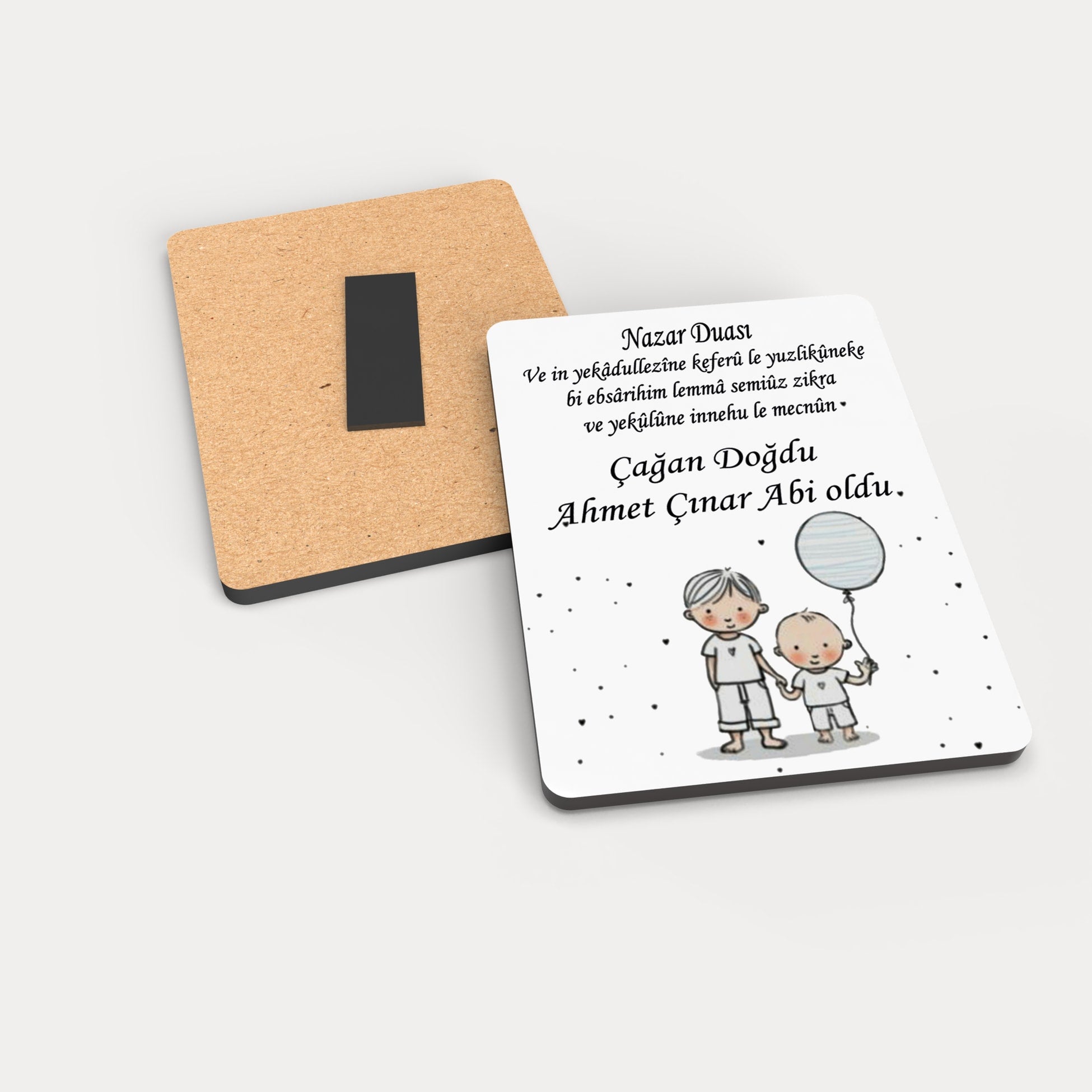 Abi-Kardeş Temalı Ahşap Magnet