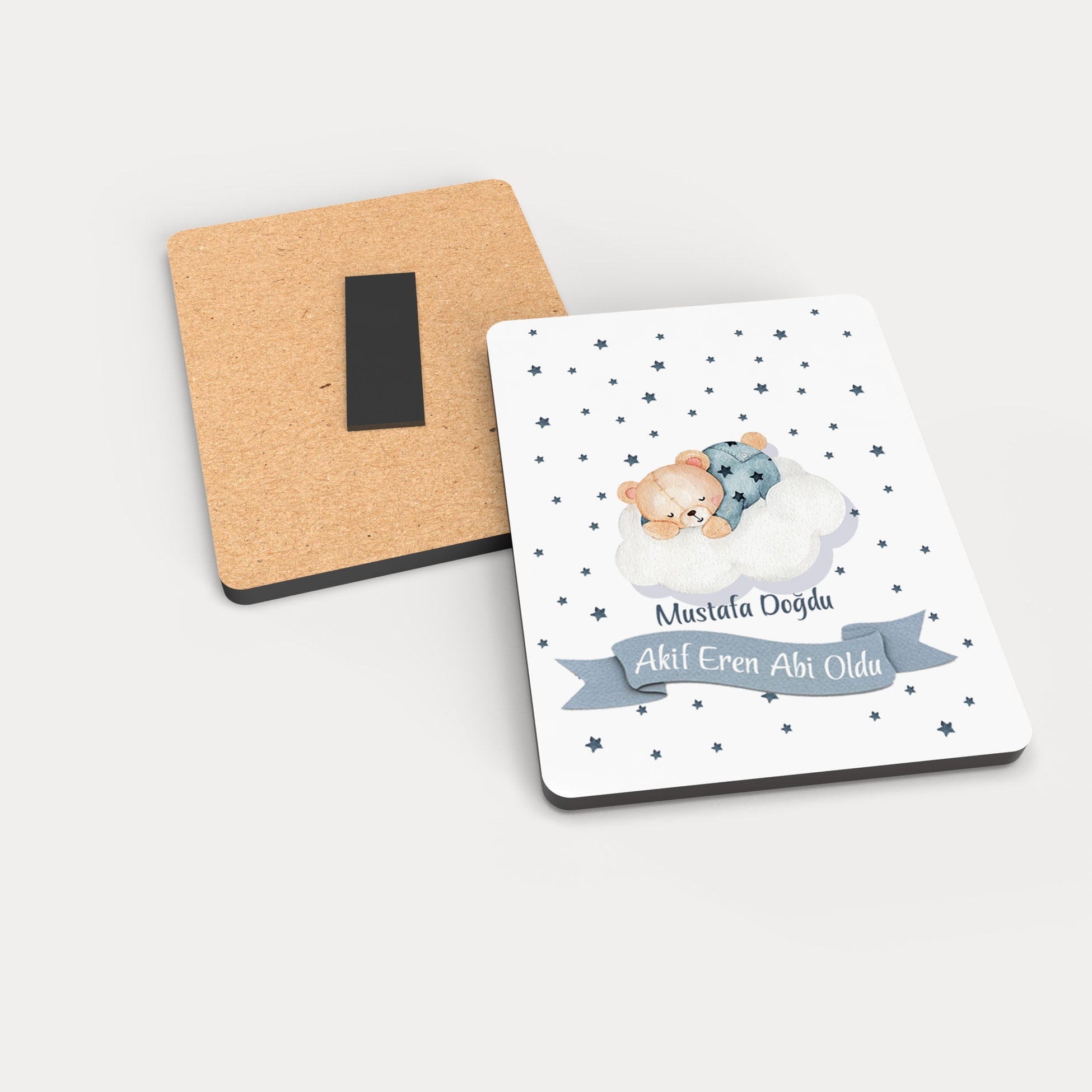 Ayıcık Desenli Ahşap Magnet