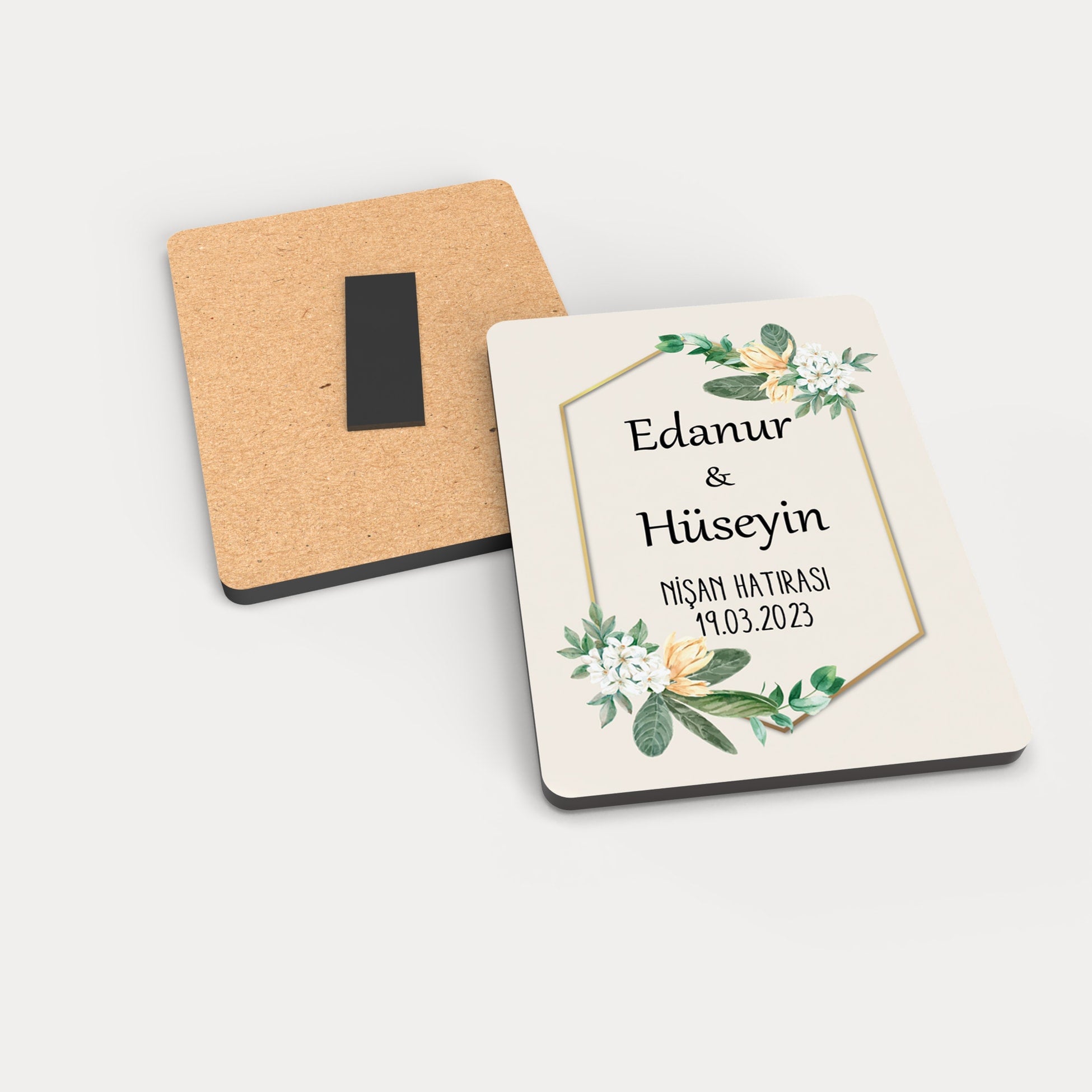 Portakal Çiçeği Desenli Ahşap Magnet
