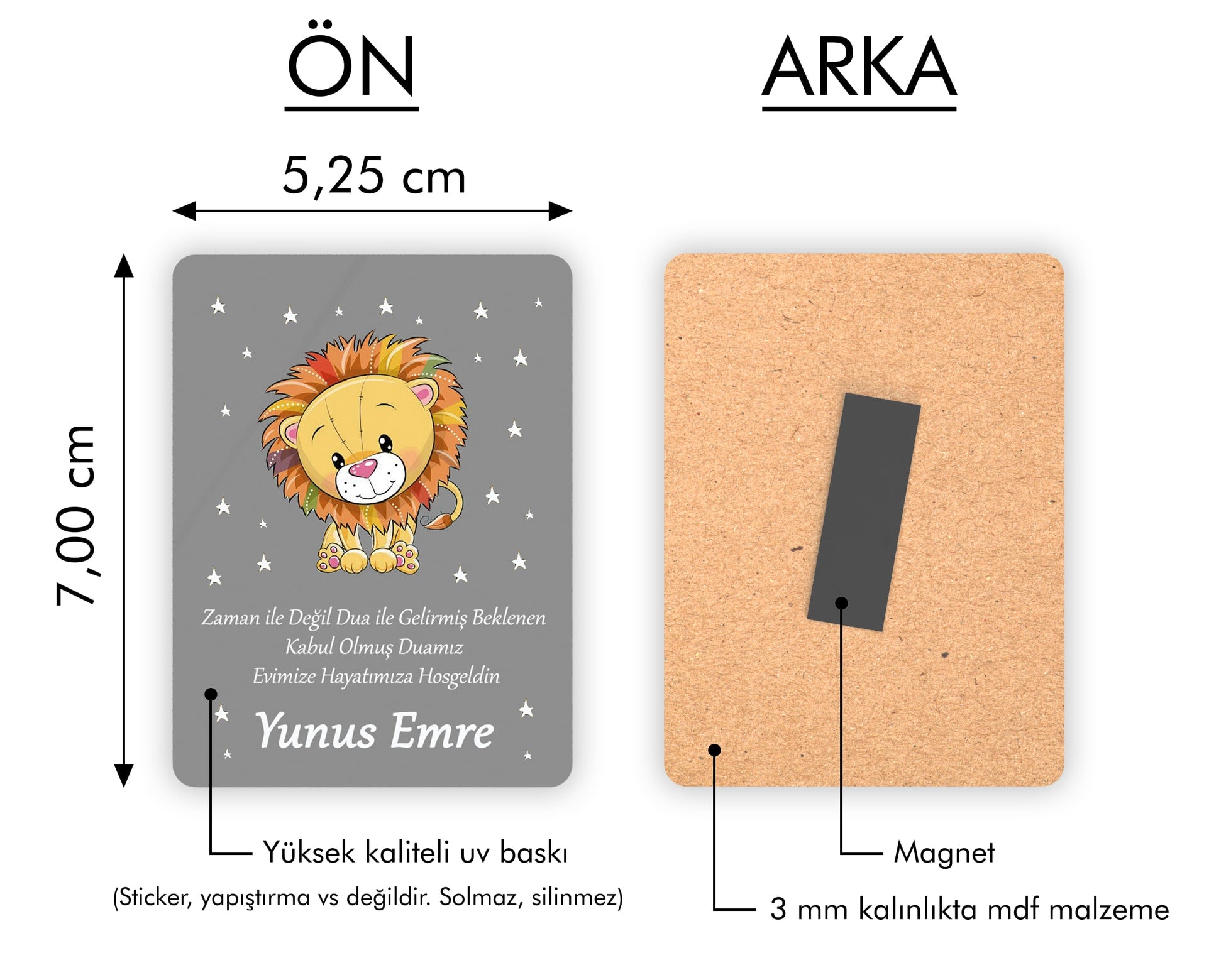Aslan Temalı Ahşap Magnet