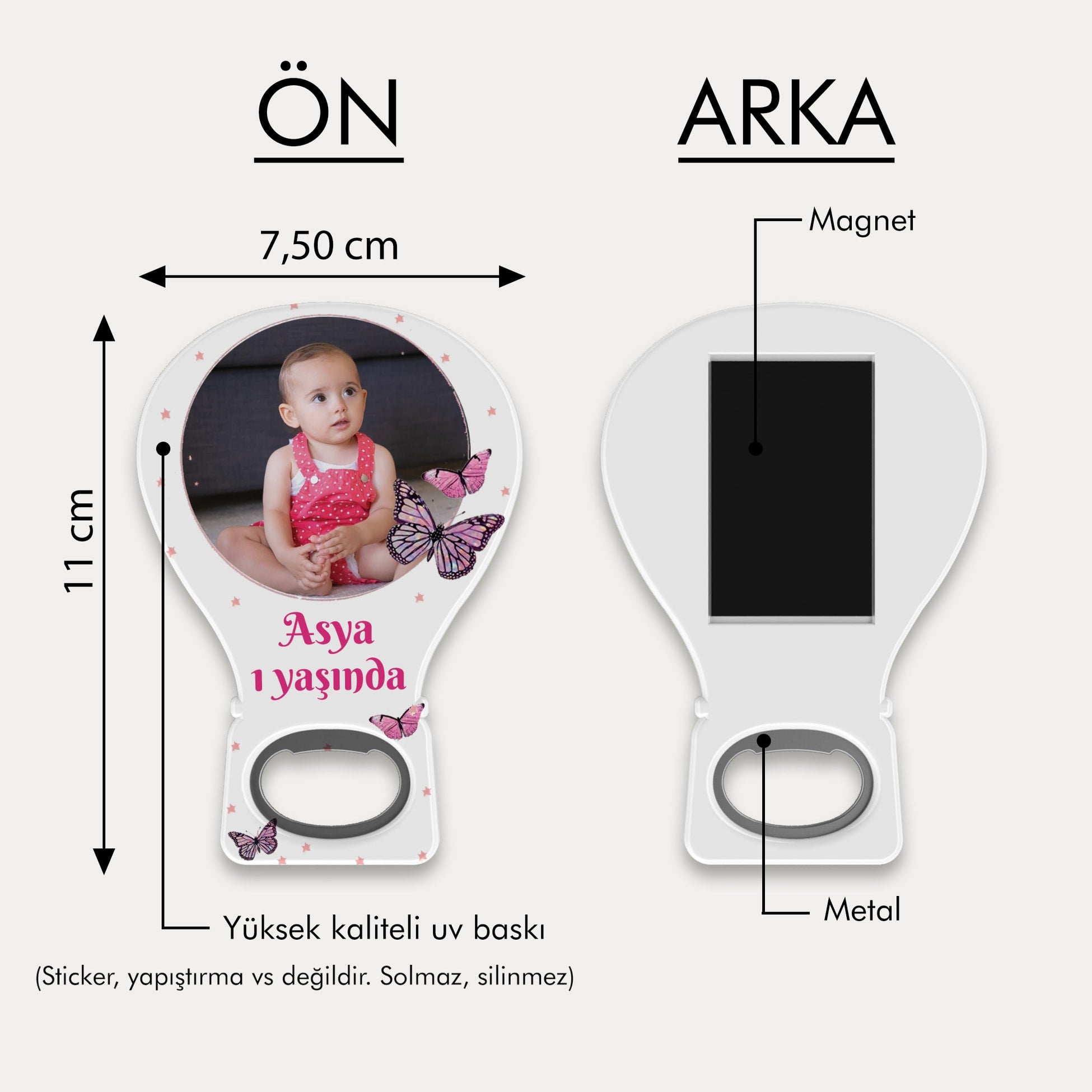 Mor Kelebek Desenli Balon Açacak Magnet