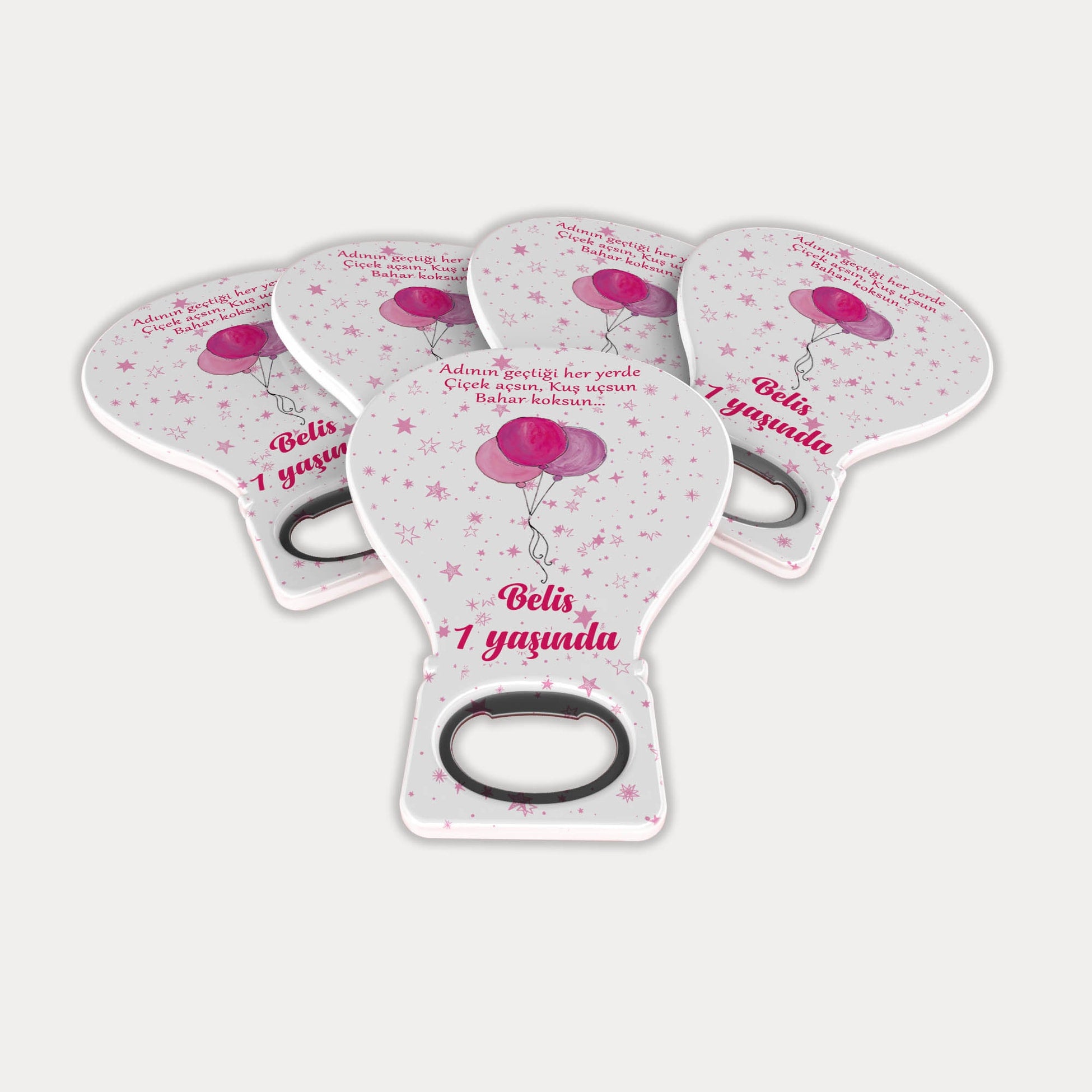 Pembe Balon Desenli Balon Açacak Magnet