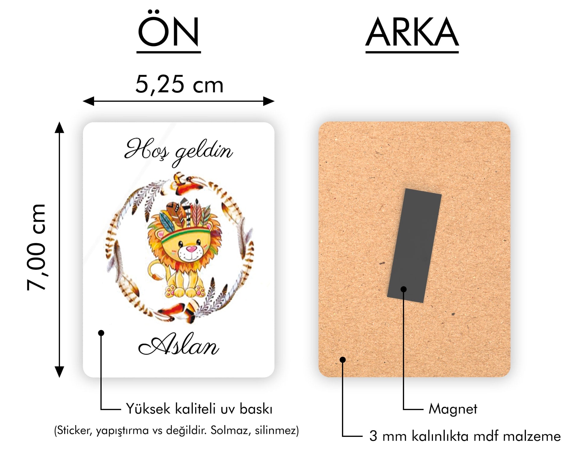 Aslan Desenli Ahşap Magnet