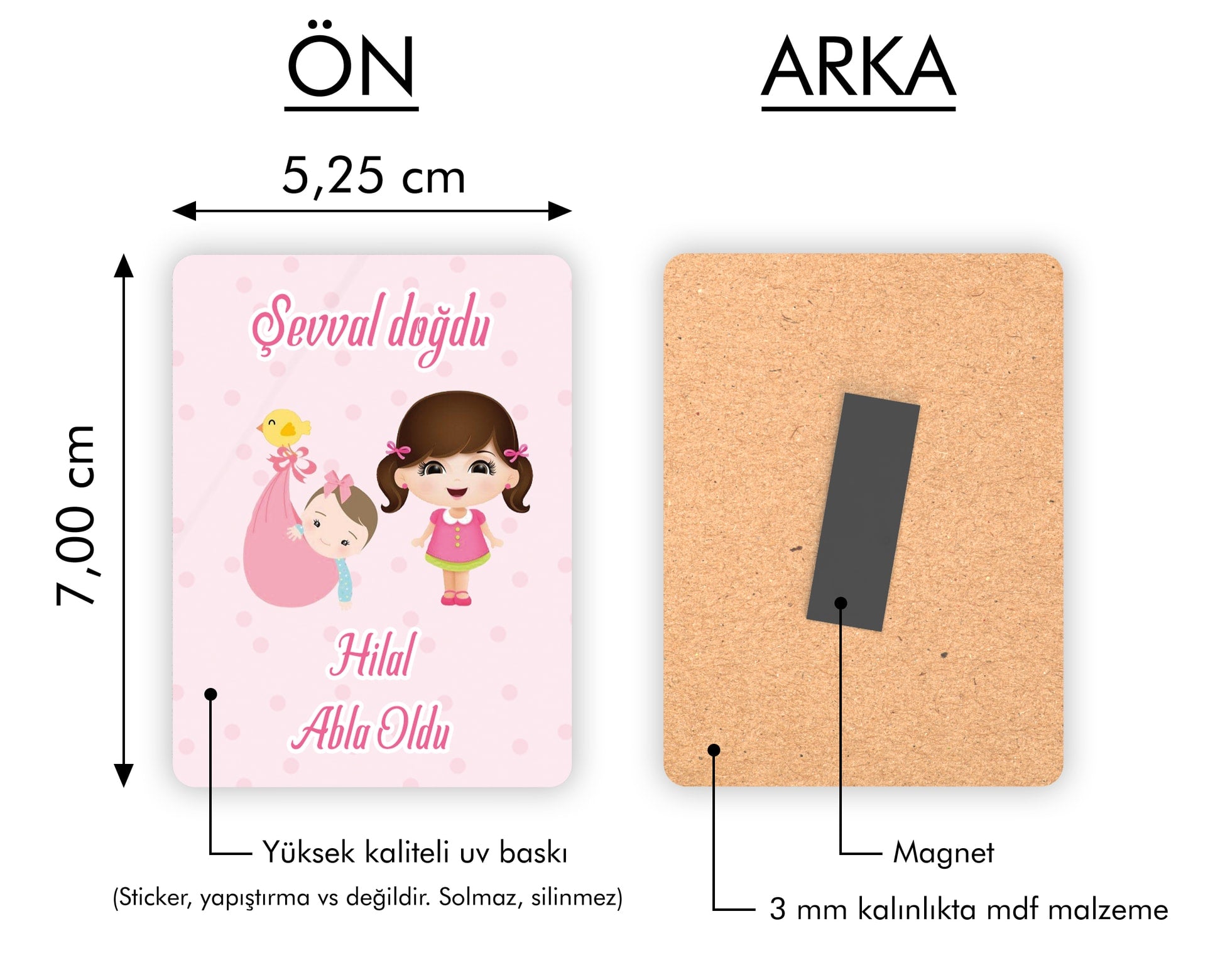 Abla Kardeş Temalı Ahşap Magnet
