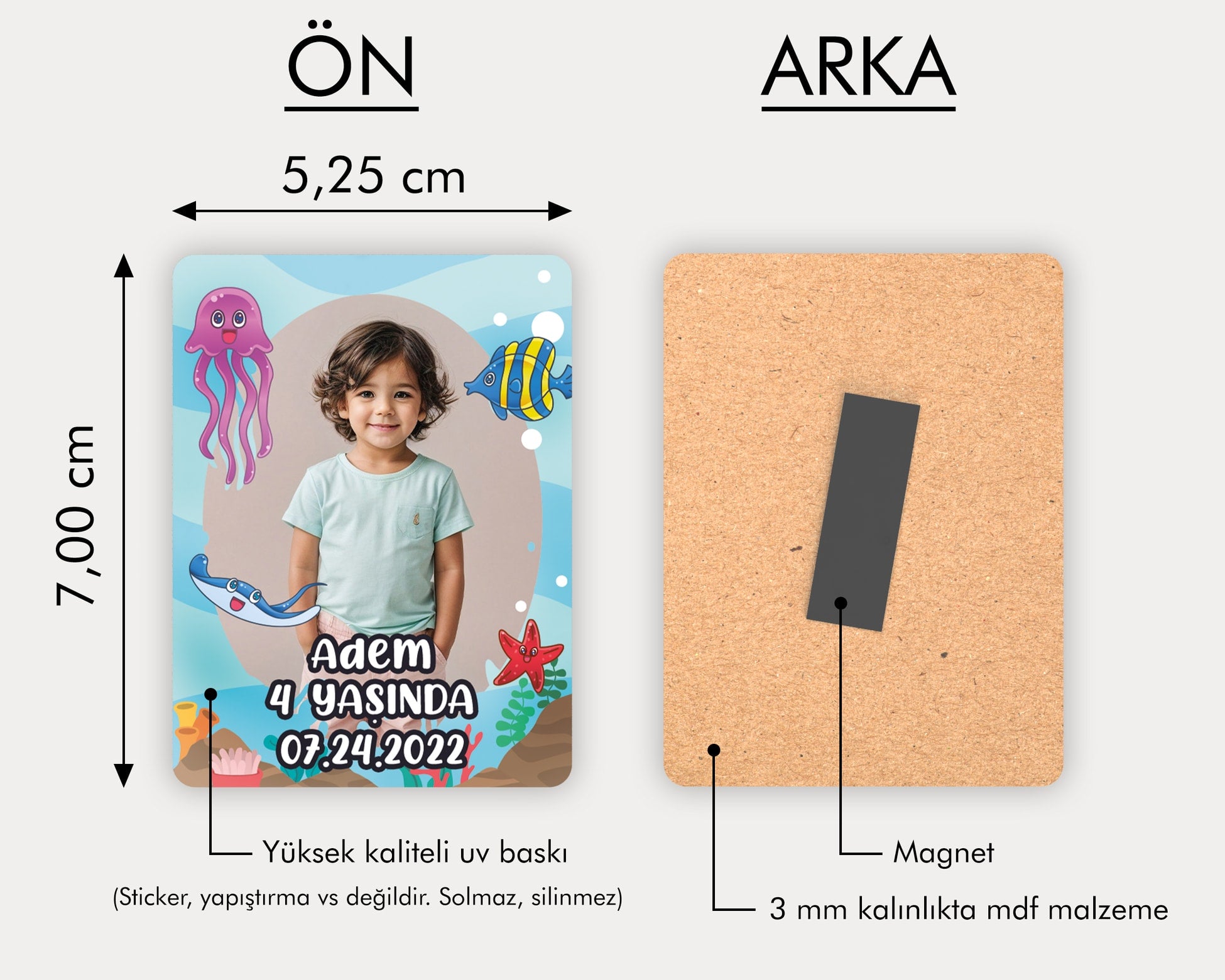 Deniz Temalı Fotoğraflı Ahşap Magnet