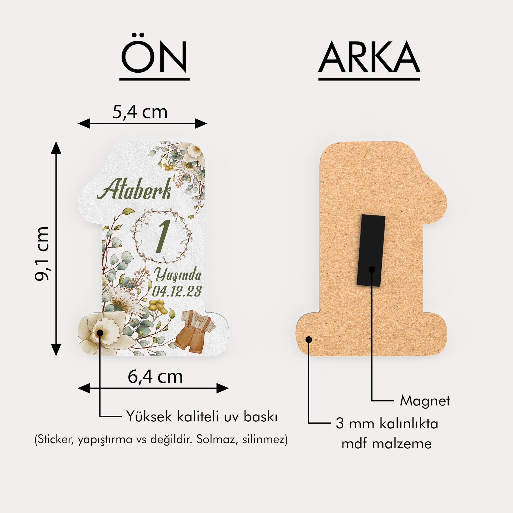 Kıyafet Ve Çiçek Desenli Ahşap Magnet