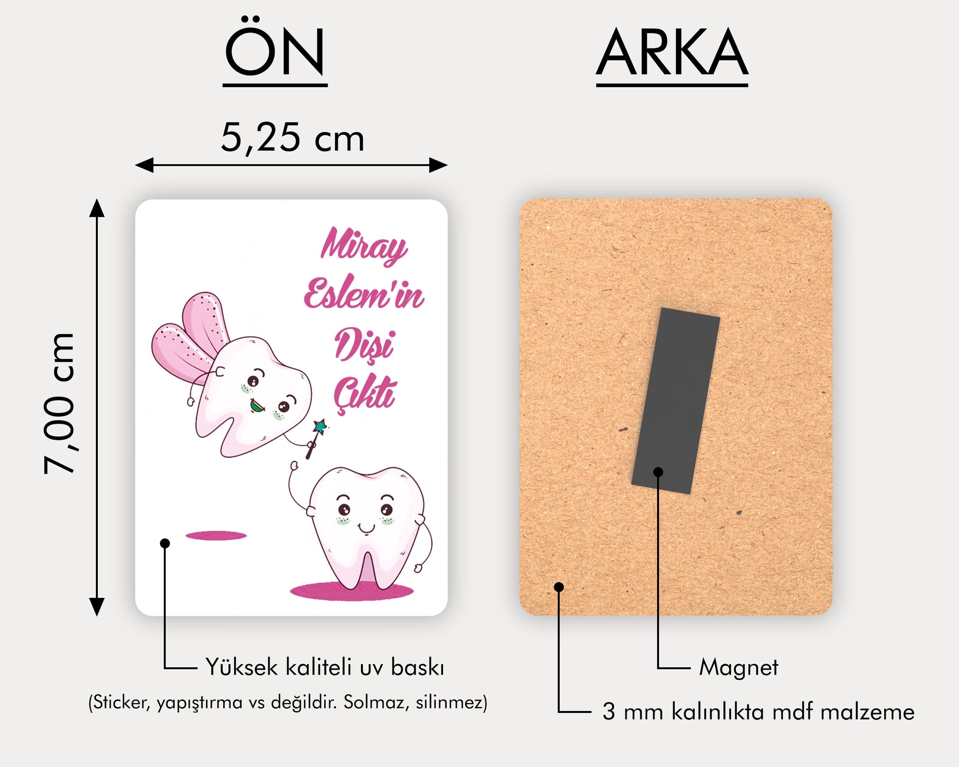 Kız Bebek Diş Perisi Desenli Ahşap Magnet