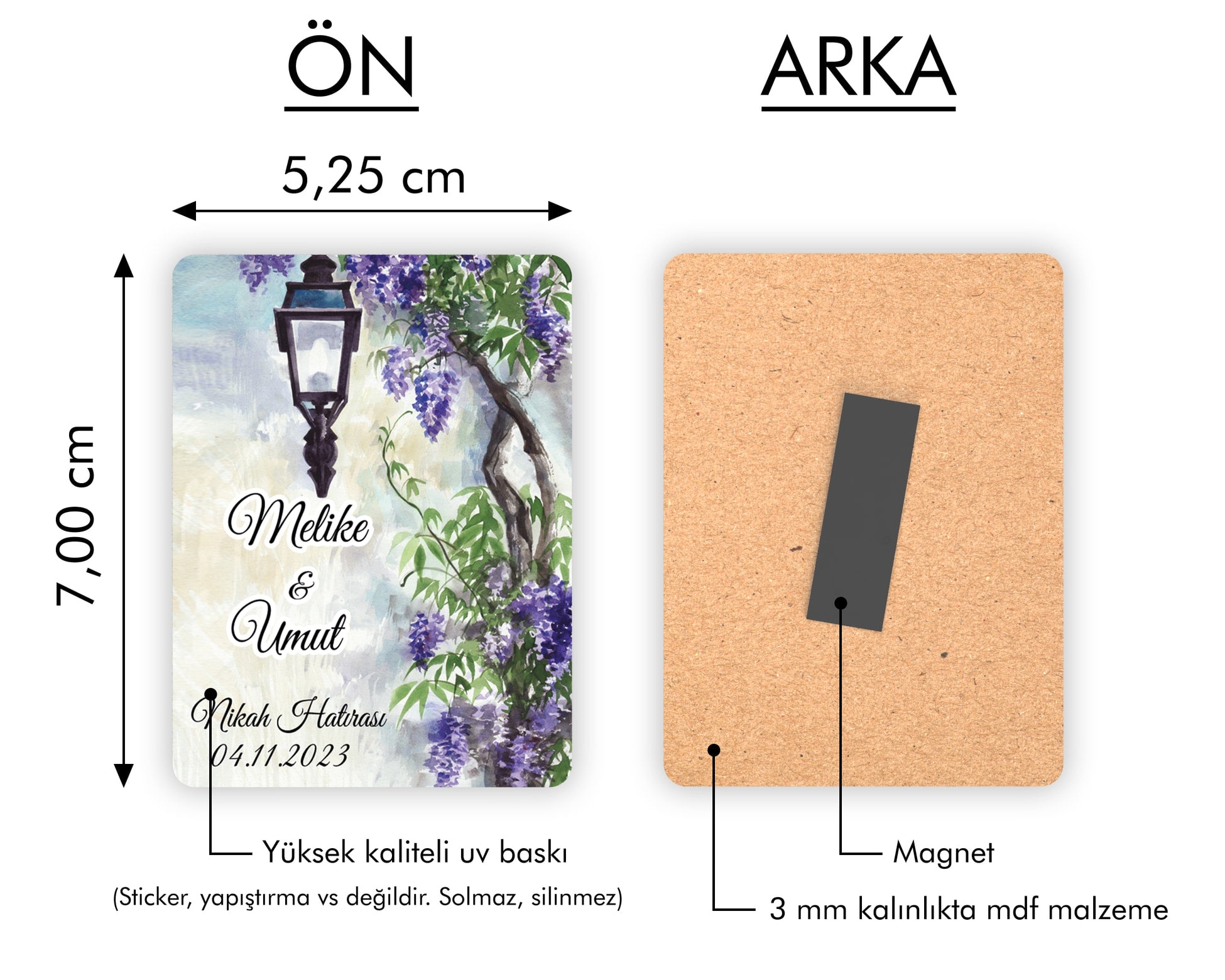 Sokak Lambası Desenli Ahşap Magnet