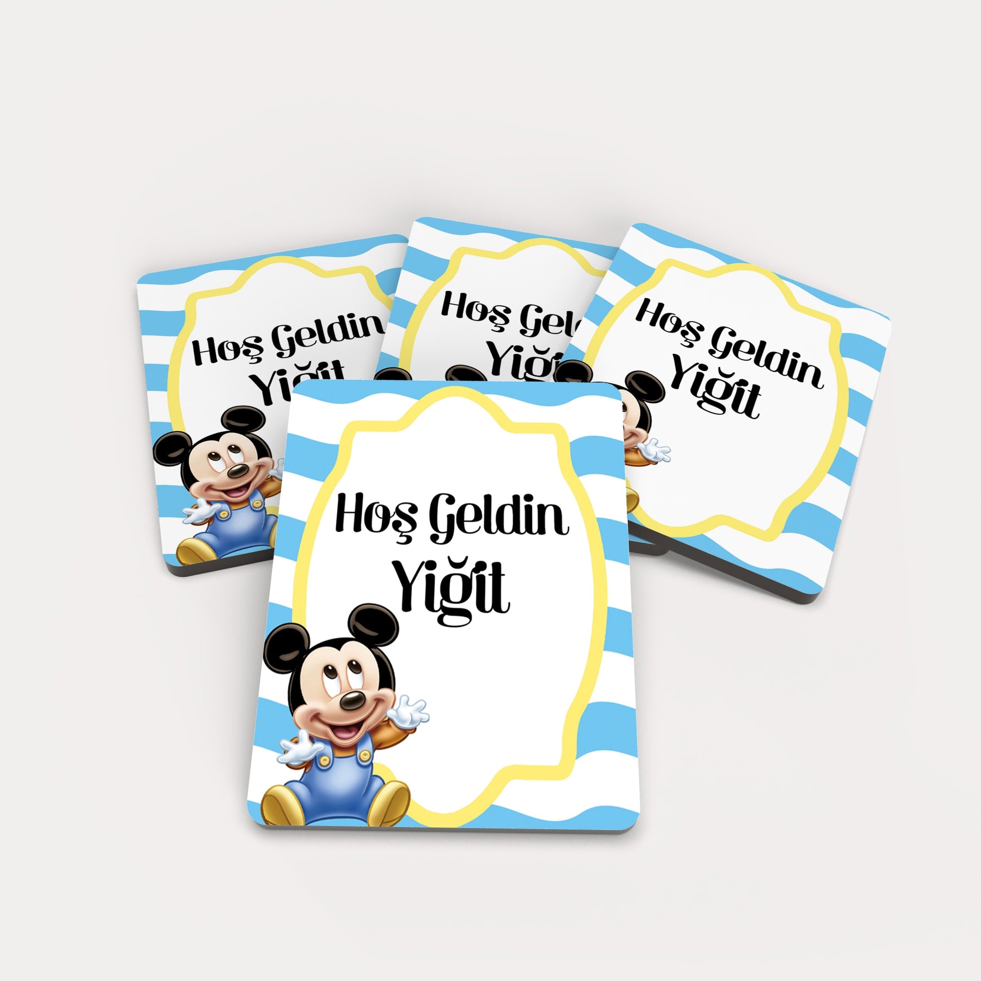 Mıckey Mouse Desenli Ahşap Magnet
