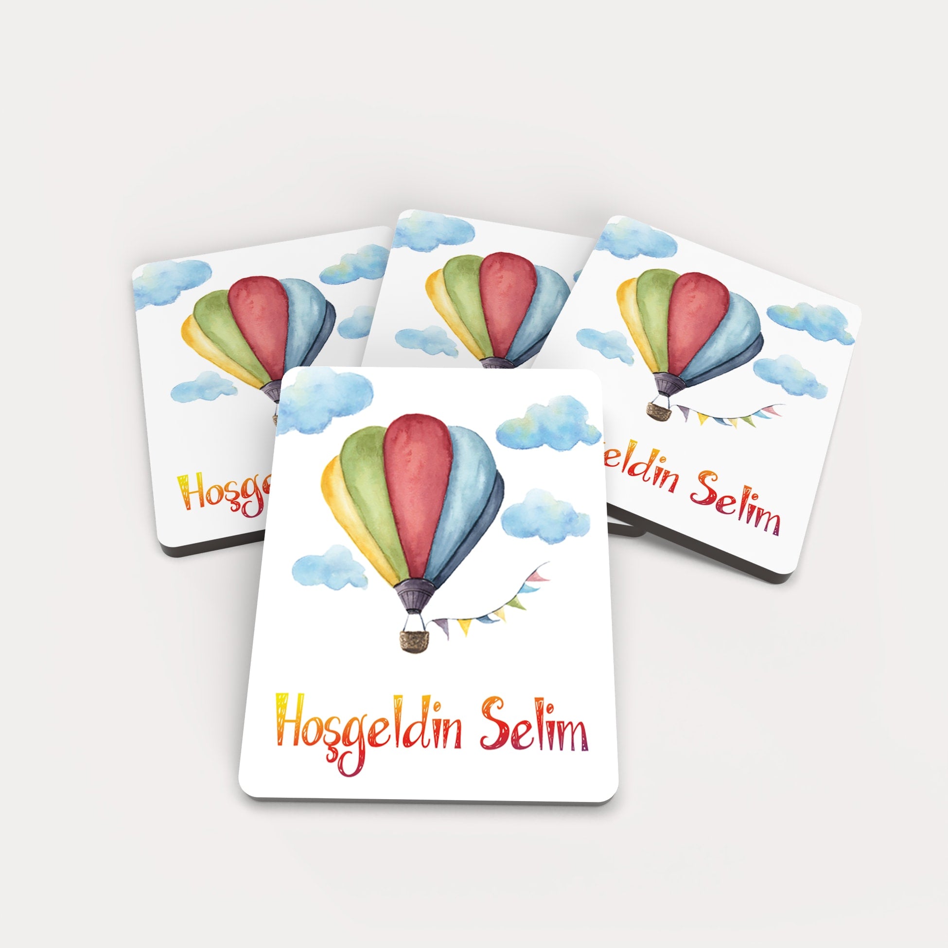 Uçan Balon Desenli Ahşap Magnet