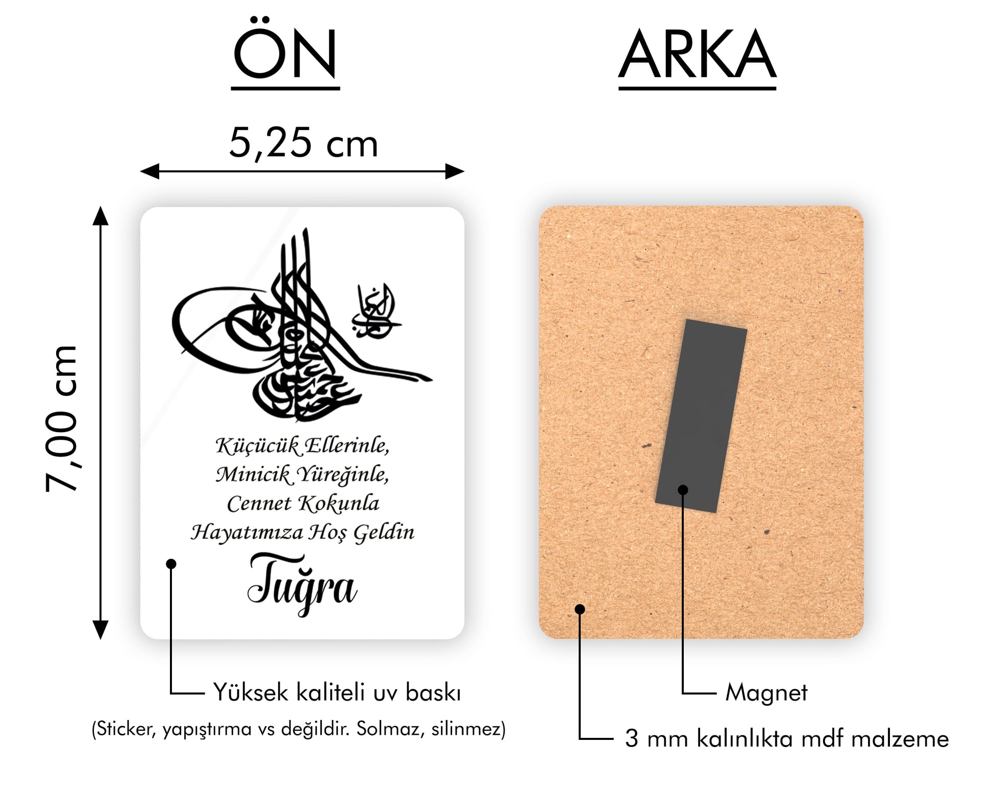 Tuğra Desenli Ahşap Magnet