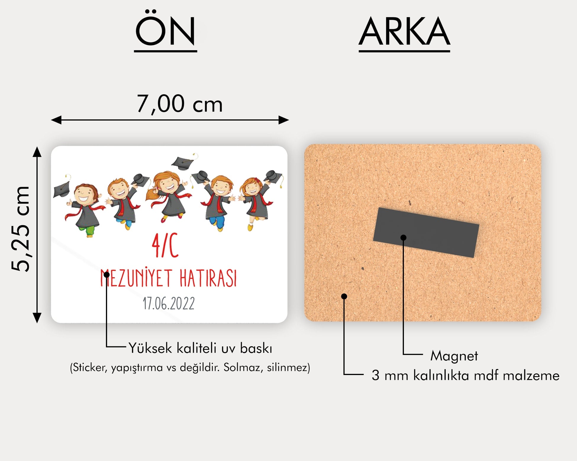 Mezuniyet Temalı Ahşap Magnet