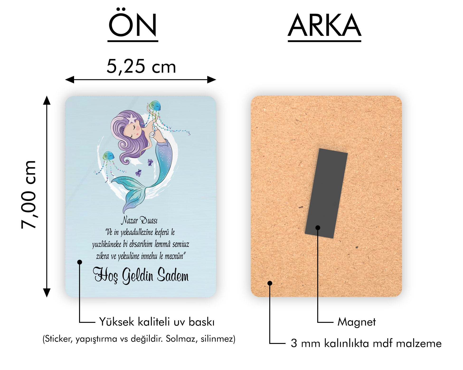 Deniz Kızı Temalı Ahşap Magnet