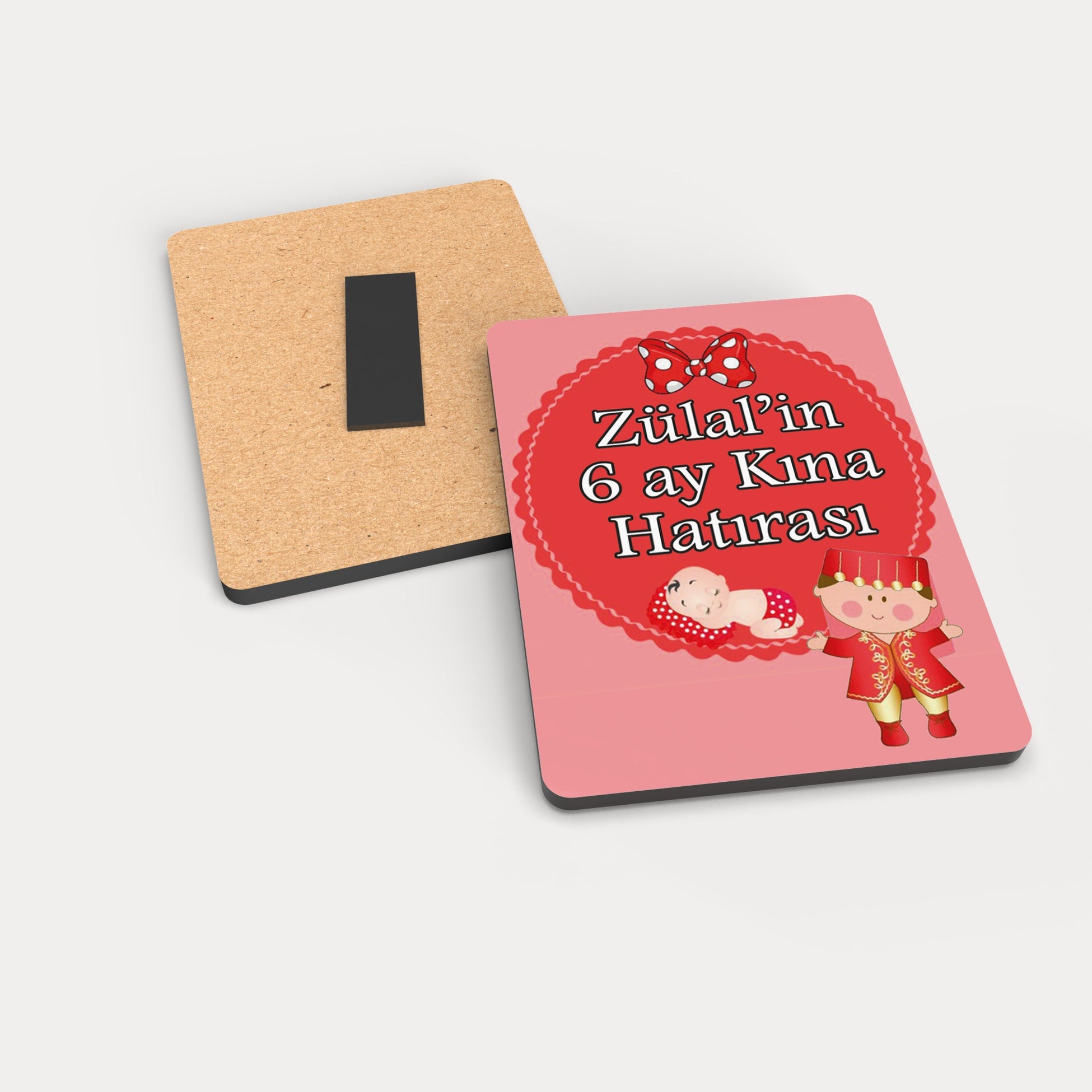 6 Ay Kınası Temalı Ahşap Magnet